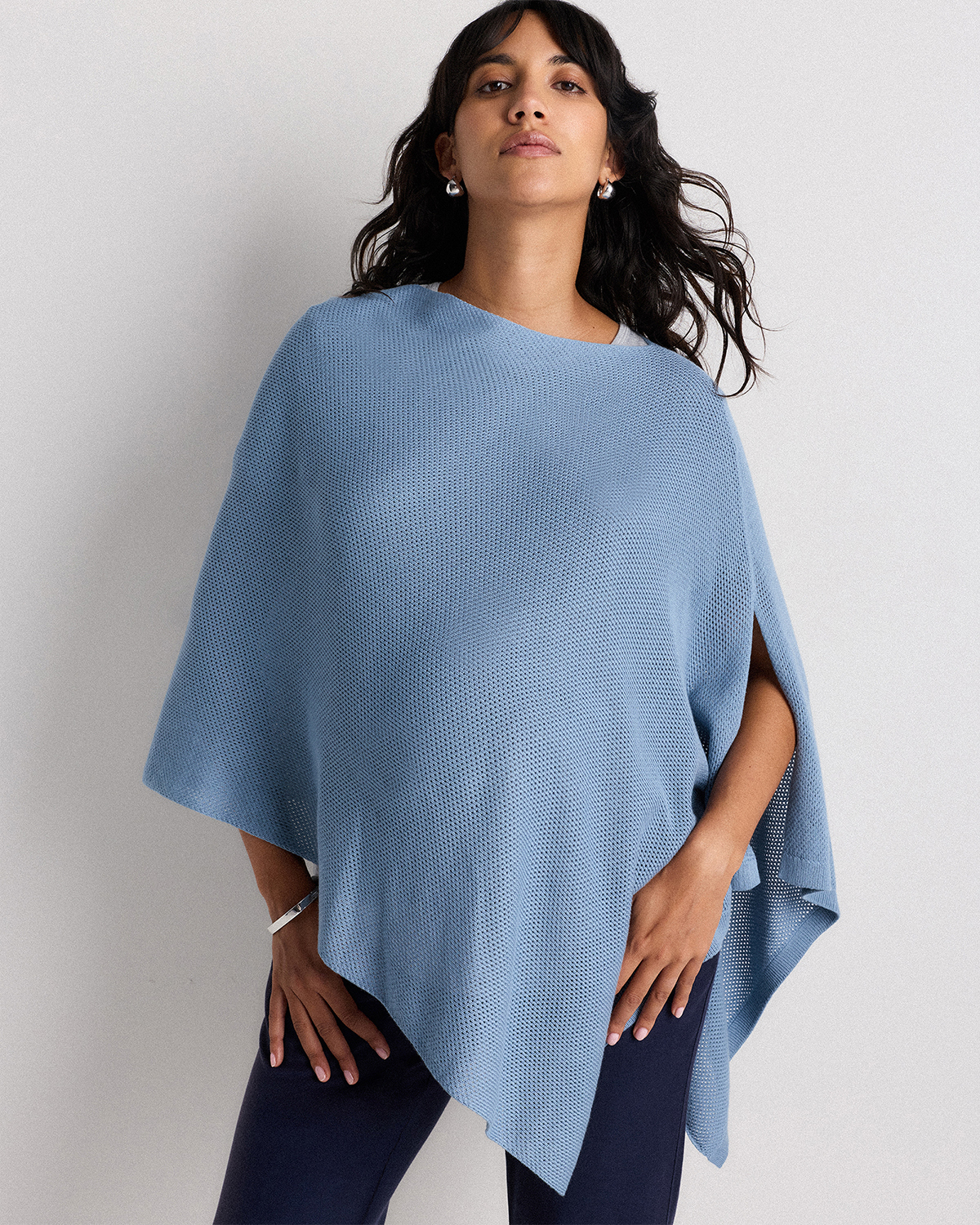 Quince Women's Lightweight Cotton Cashmere Nursing Shawl In Blue