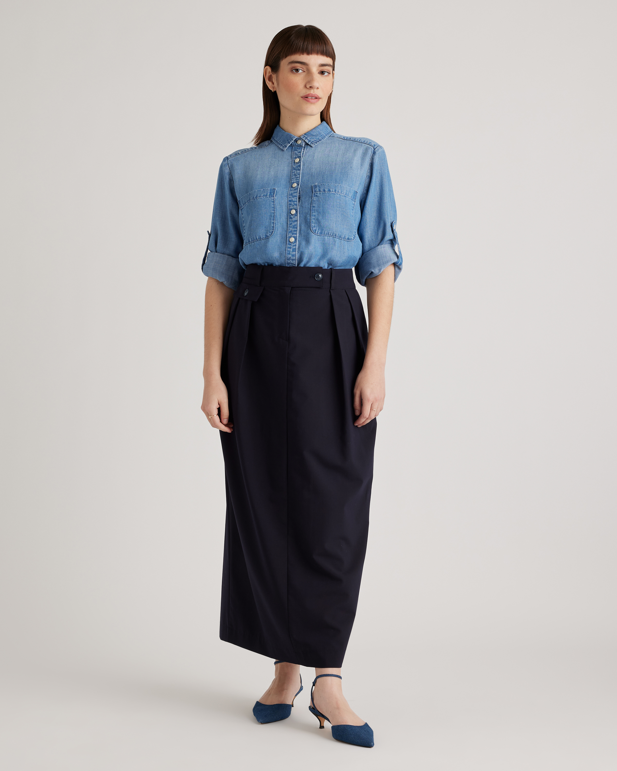 Chambray Tencel Long Sleeve Shirt