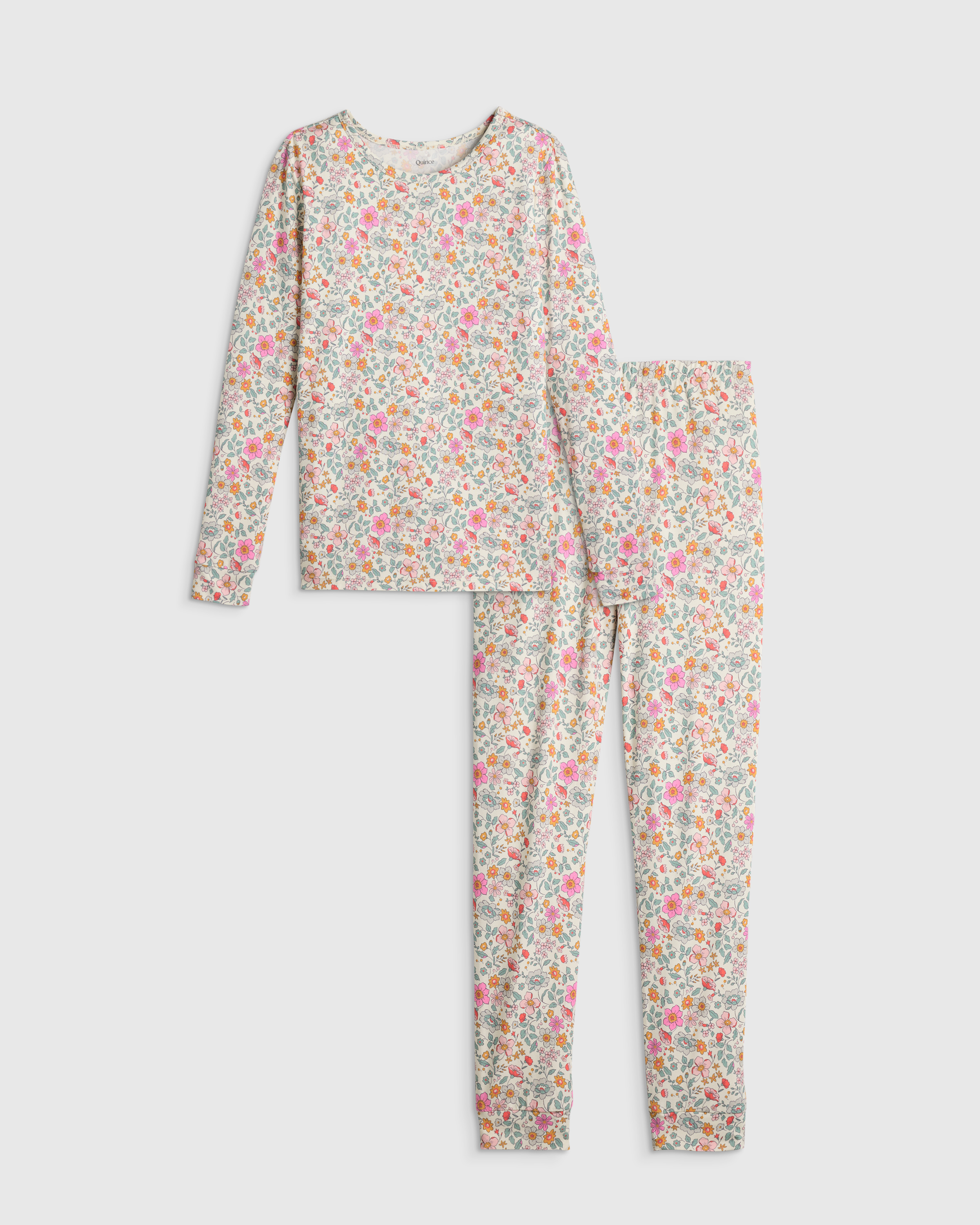 Soft Ditsy Floral Bamboo Long Sleeve and Pant Pajama Set