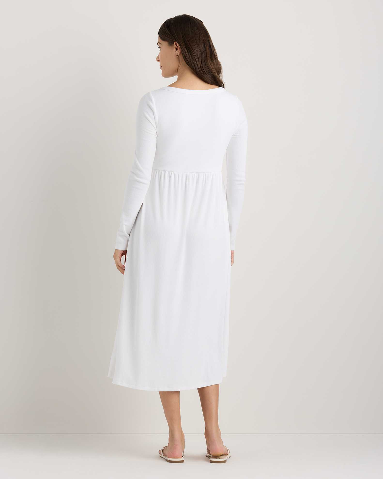 Bamboo Rib Maternity Long Sleeve Button Front Dress - Maternity Bamboo Rib Maternity Long Sleeve Button Front Dress - Maternity