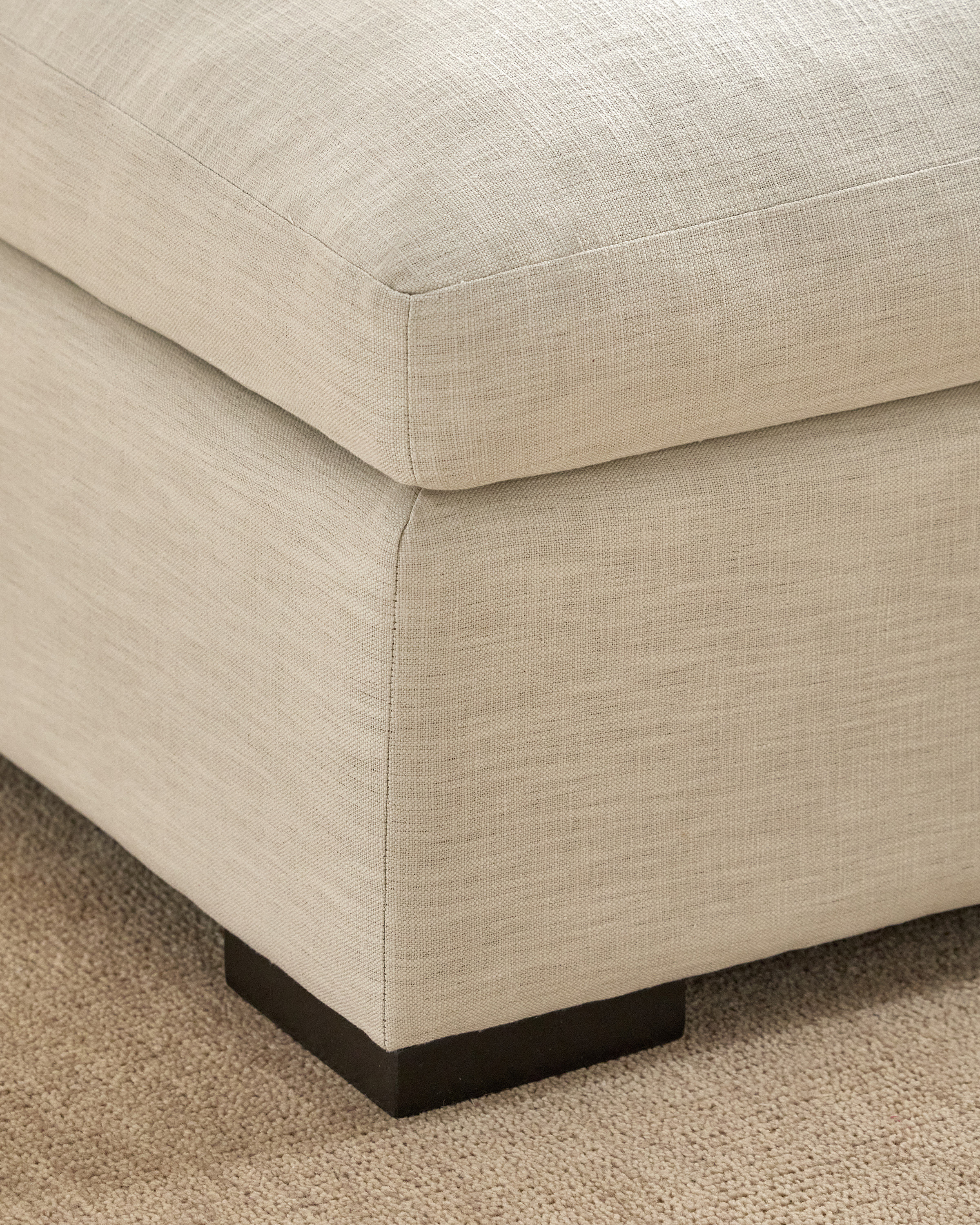 Oasis Ottoman in Performance Linen in Silver