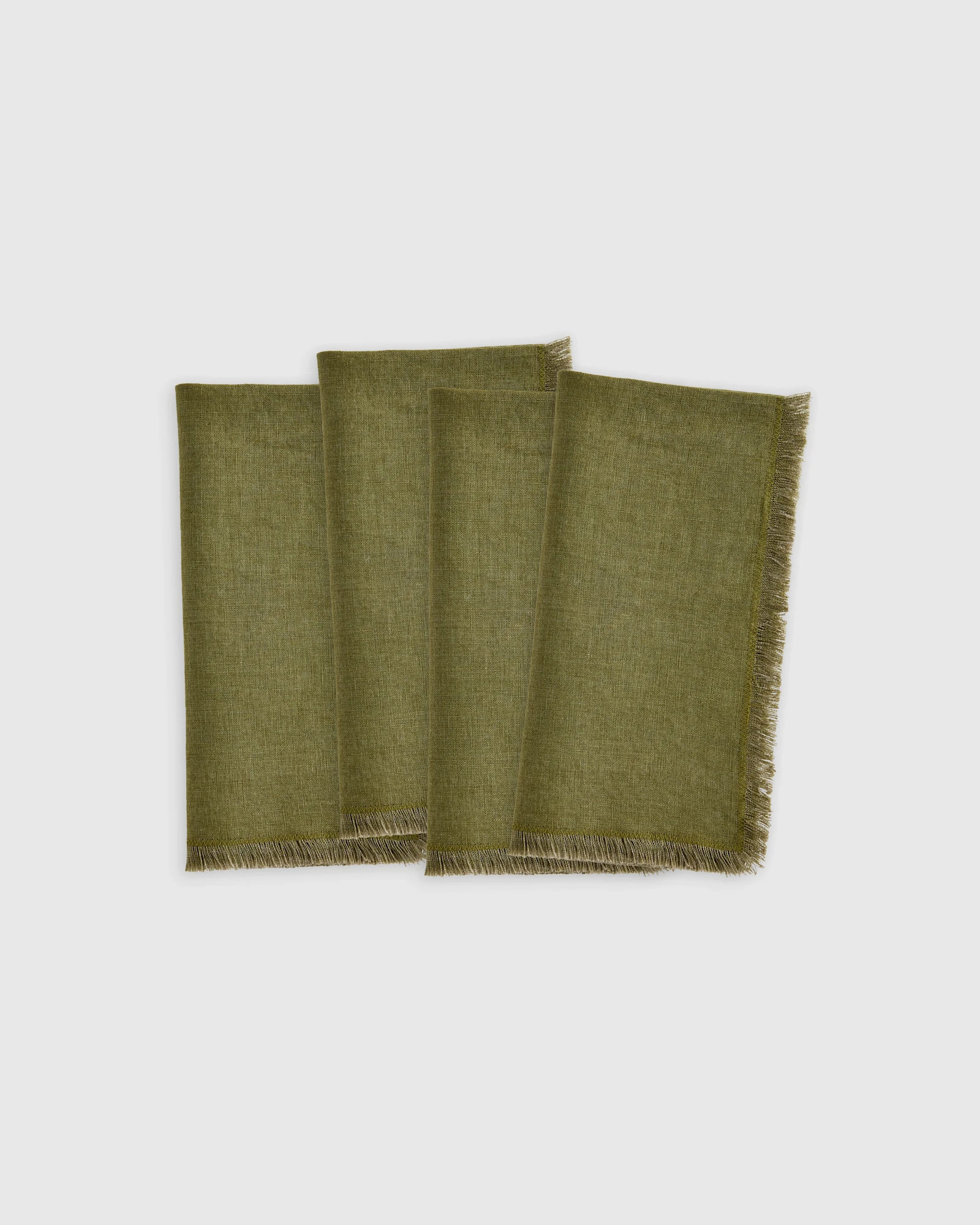 European Linen Fringe Napkins, Set of 4