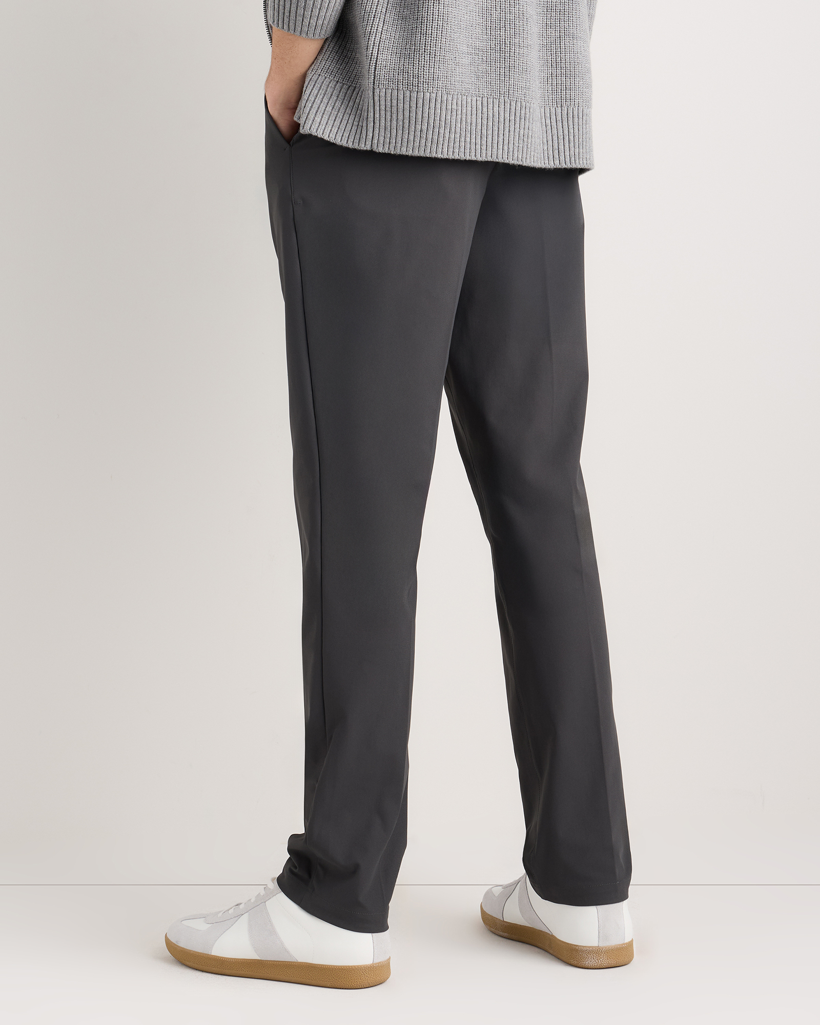 men's slim fit tech solid performance dress pants Athletic Fit Stretch Suit Pants - Heathered Light Blue 40W
