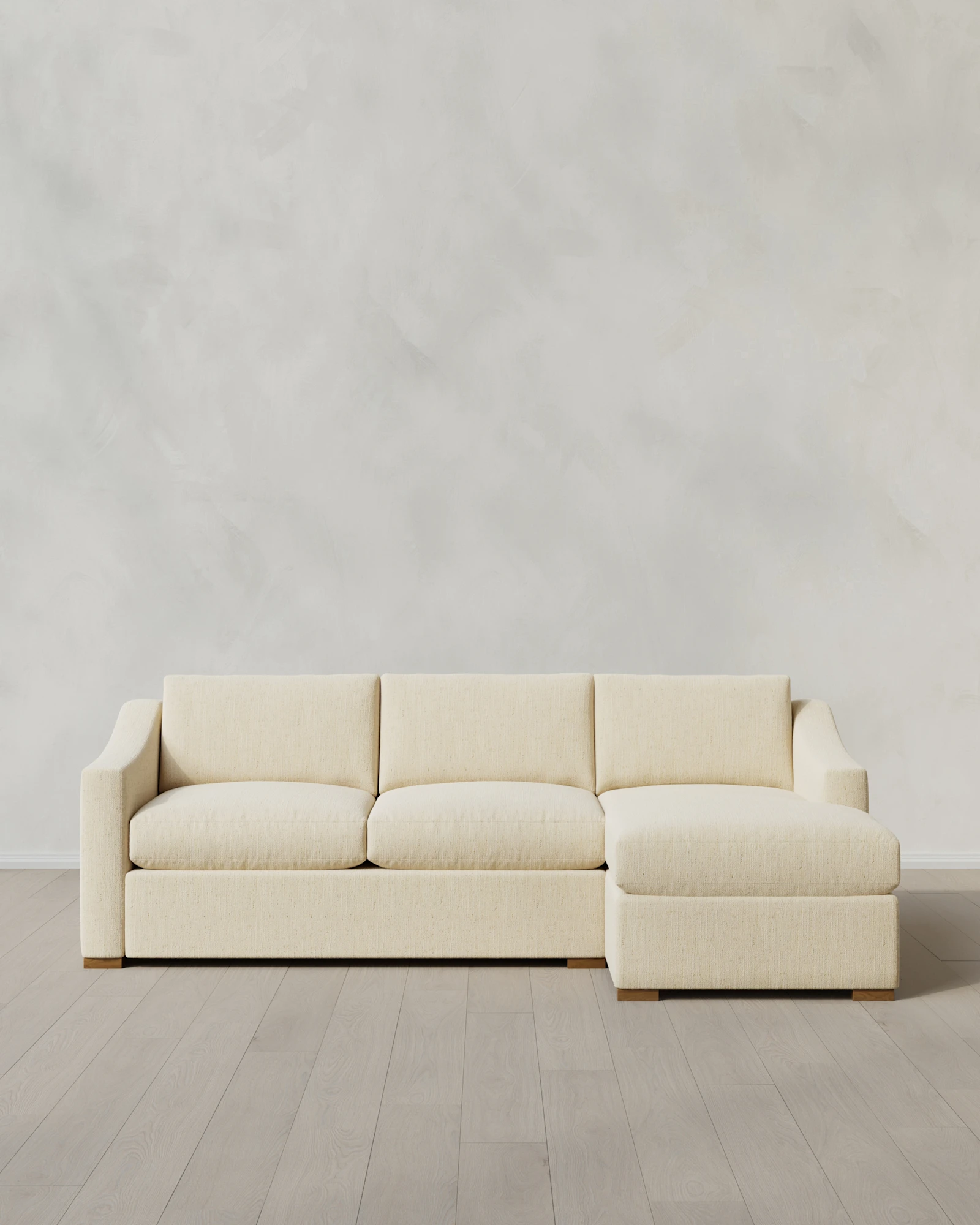 Hollis Slope Arm Chaise Sectional in Performance Chenille Linen Blend