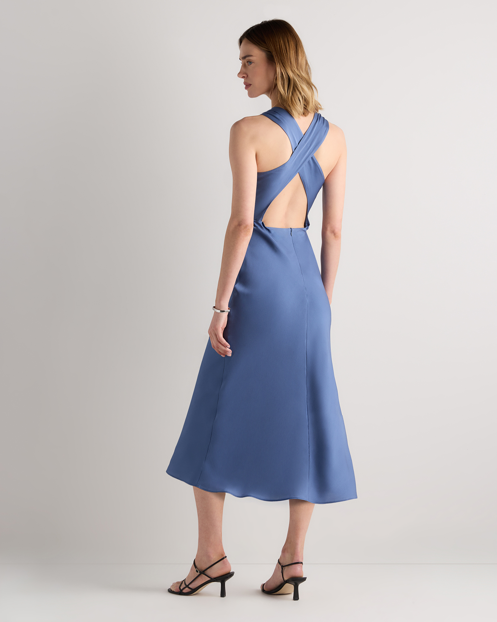 sachin and babi light blue dress RX Estella Halter Backless Silk Midi Dress in Navy Blue – Classy Couture  (SG) main image 0