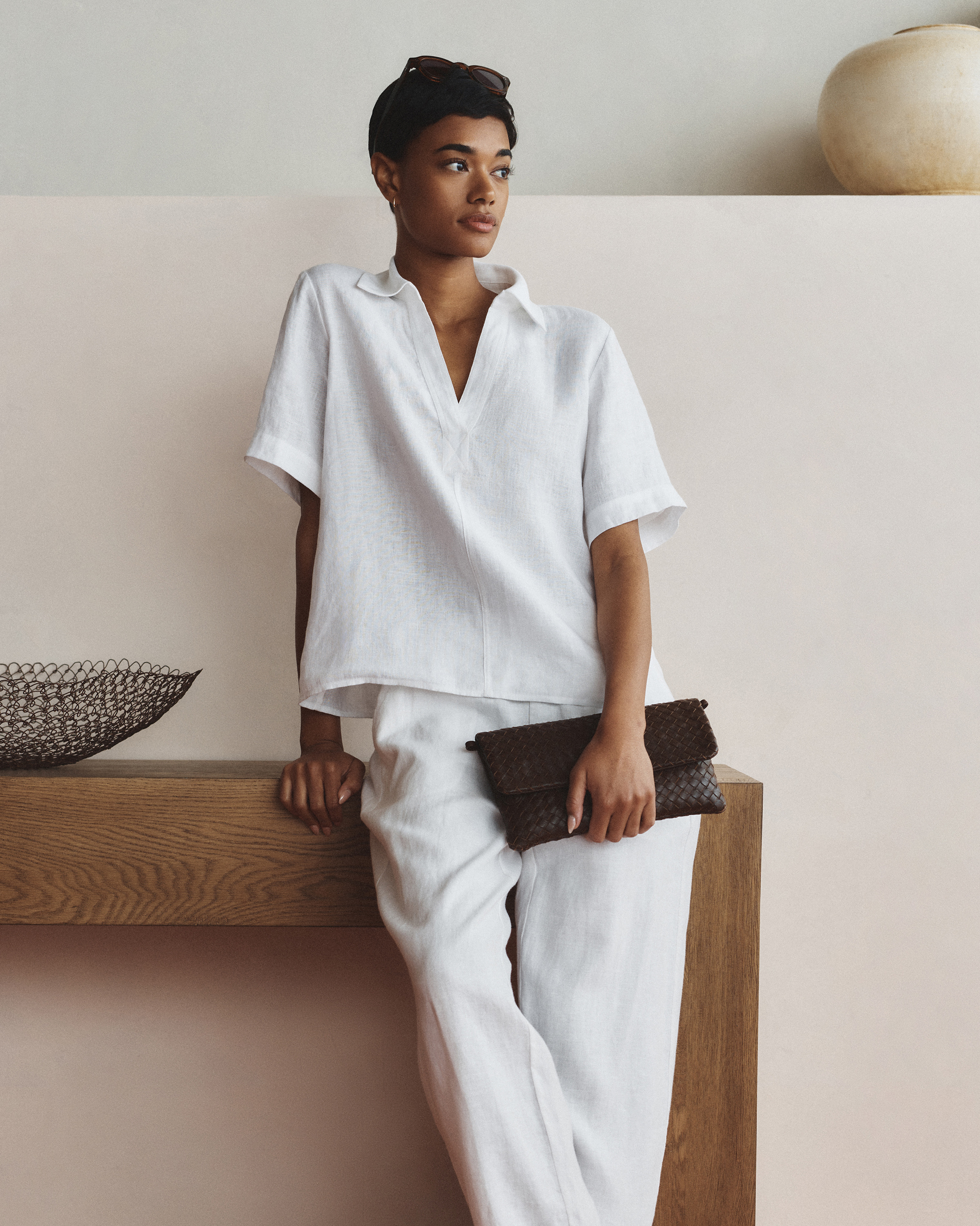 100% European Linen Pants in White