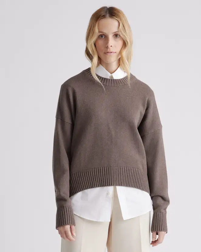 Heather Brown 100% Organic Cotton Boyfriend Crew Sweater