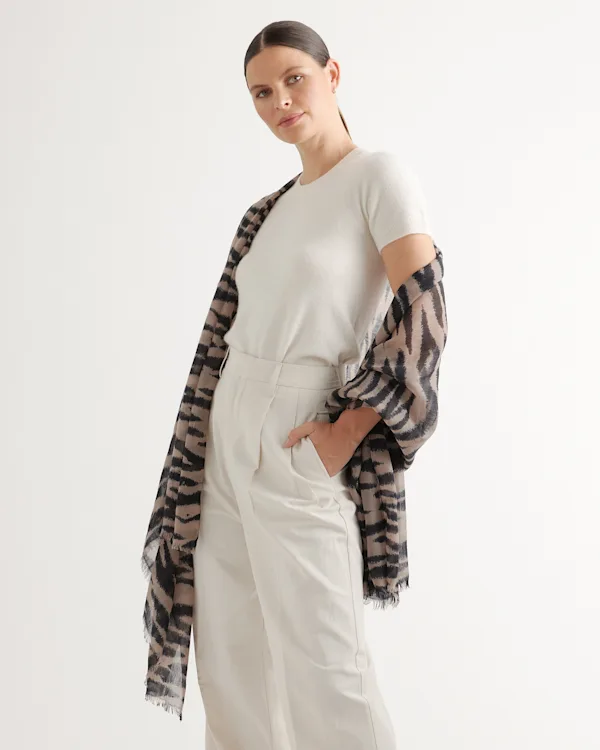 Featherweight Wool Cashmere Frayed Edge Scarf