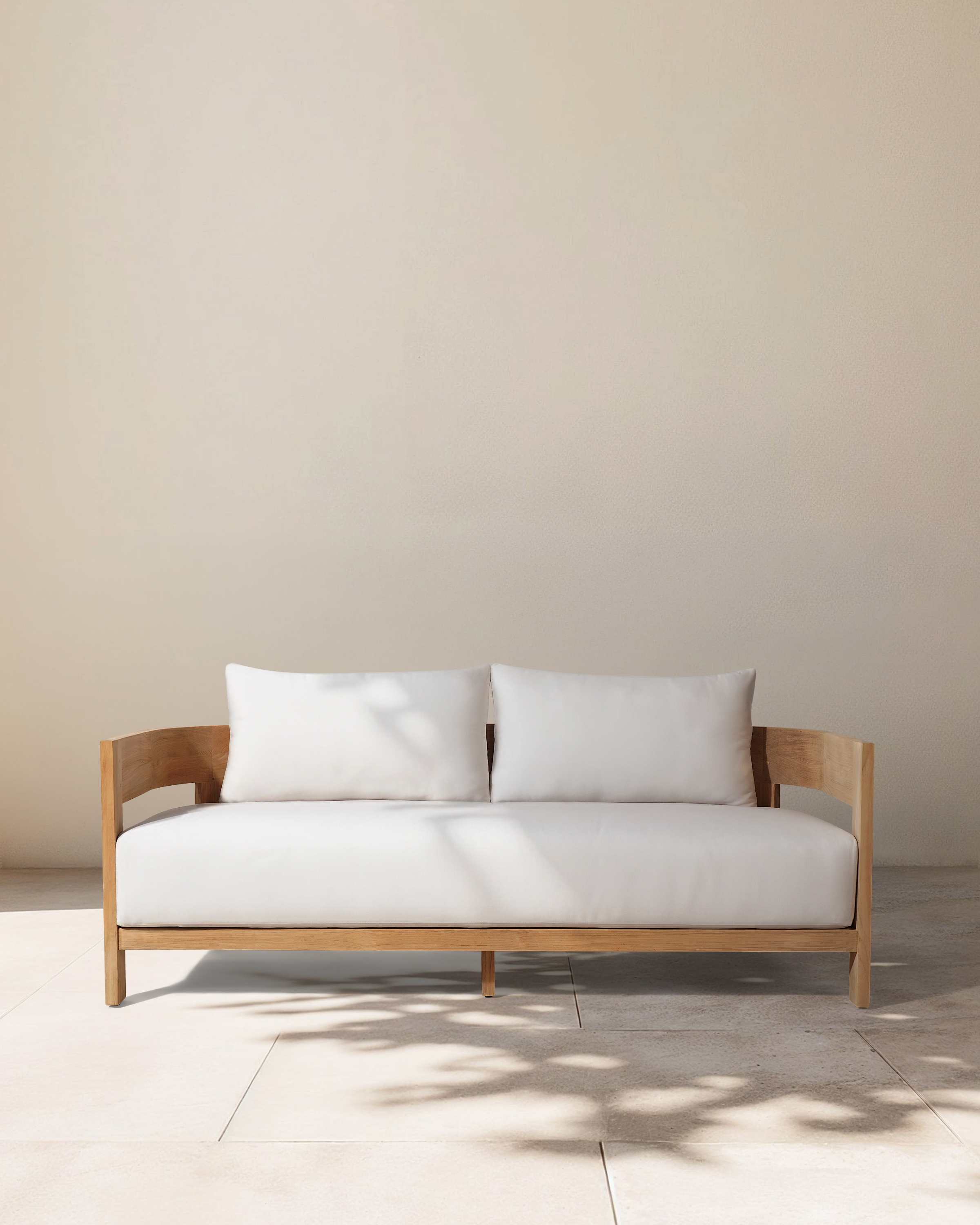 Natural Teak Curved Solid Teak Outdoor Sofa