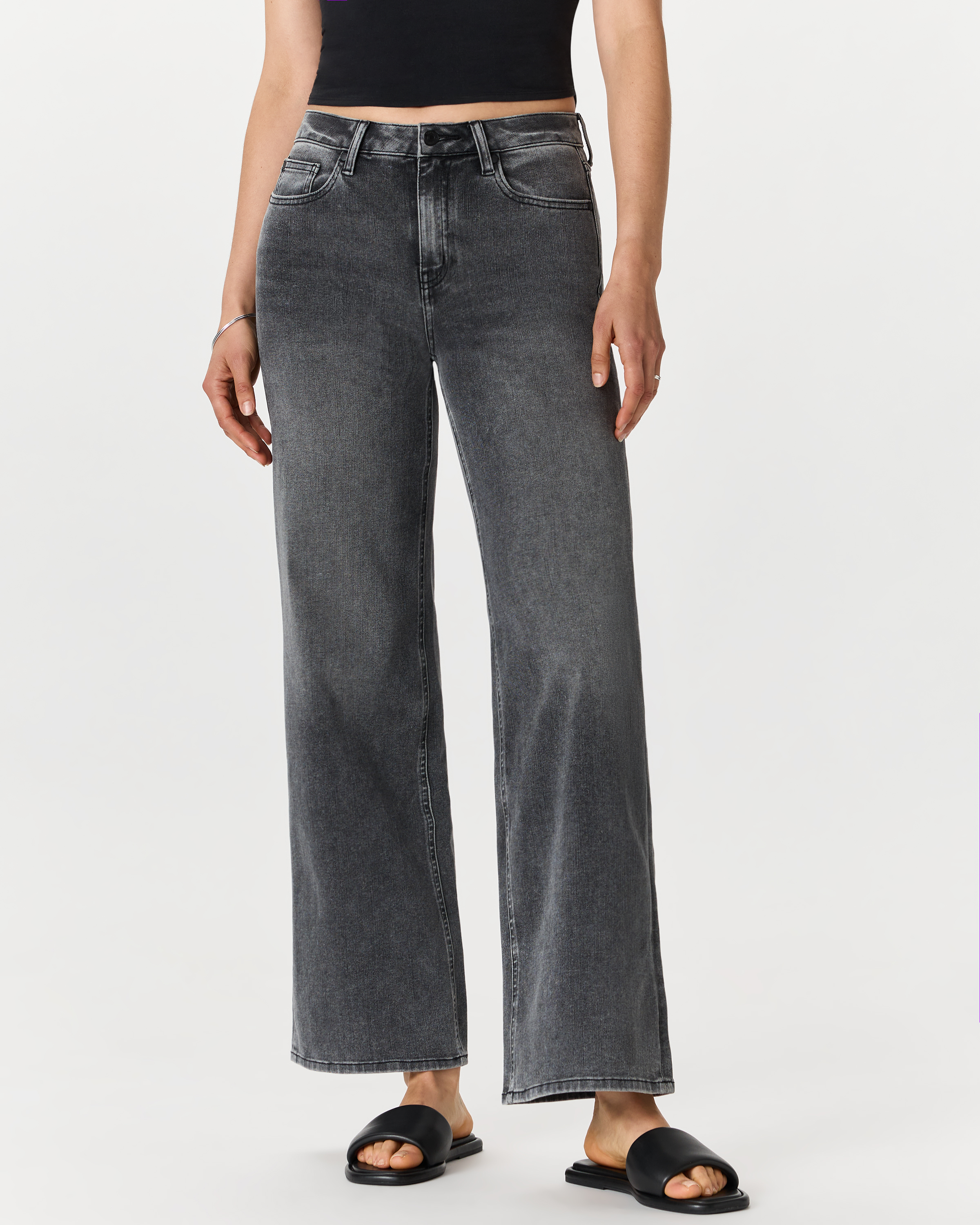 Greyed Out Bella Stretch Wide Leg Jeans