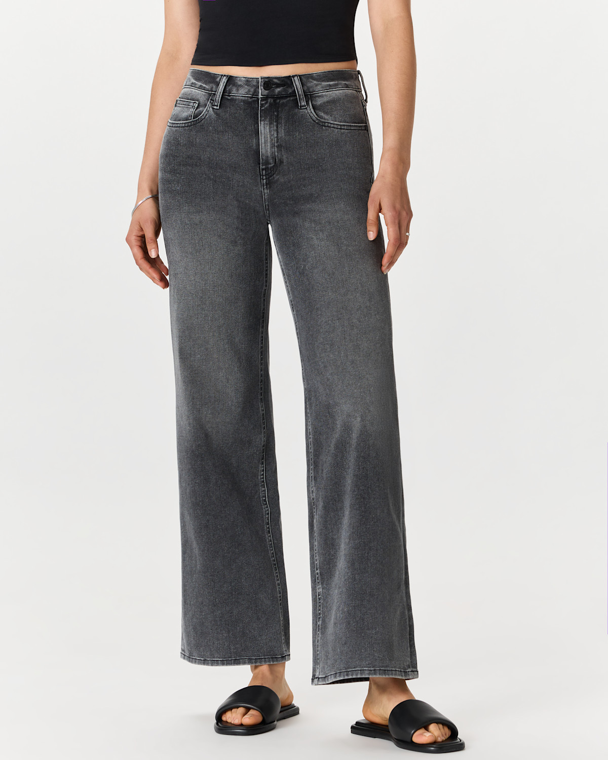 Quince Bella Stretch Wide Leg Jeans in Greyed Out