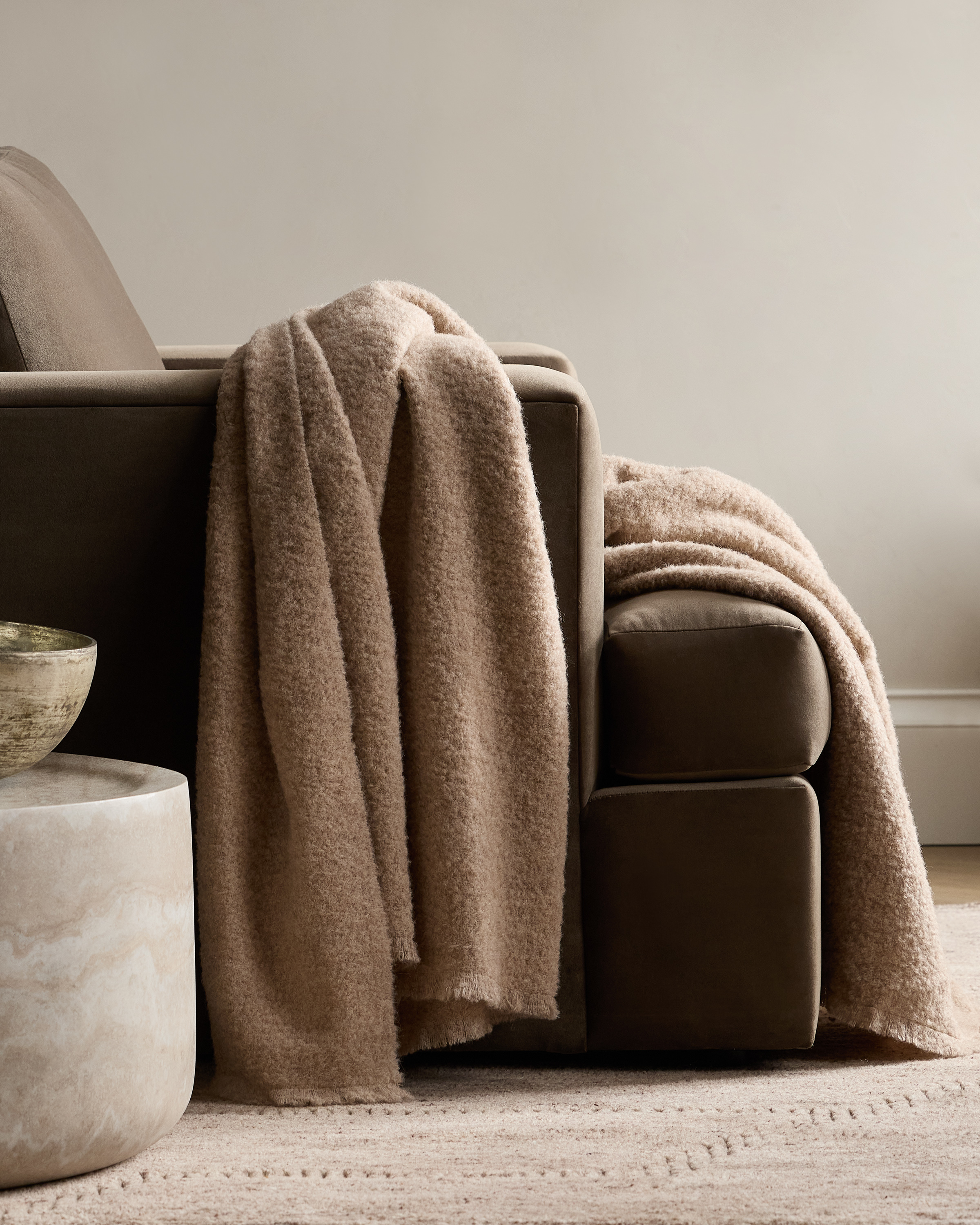 Oatmeal Alpaca Boucle Throw