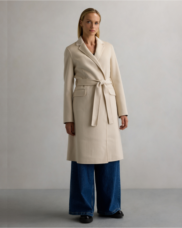 Ivory Coast 100% Mongolian Cashmere Double-Faced Wrap Coat