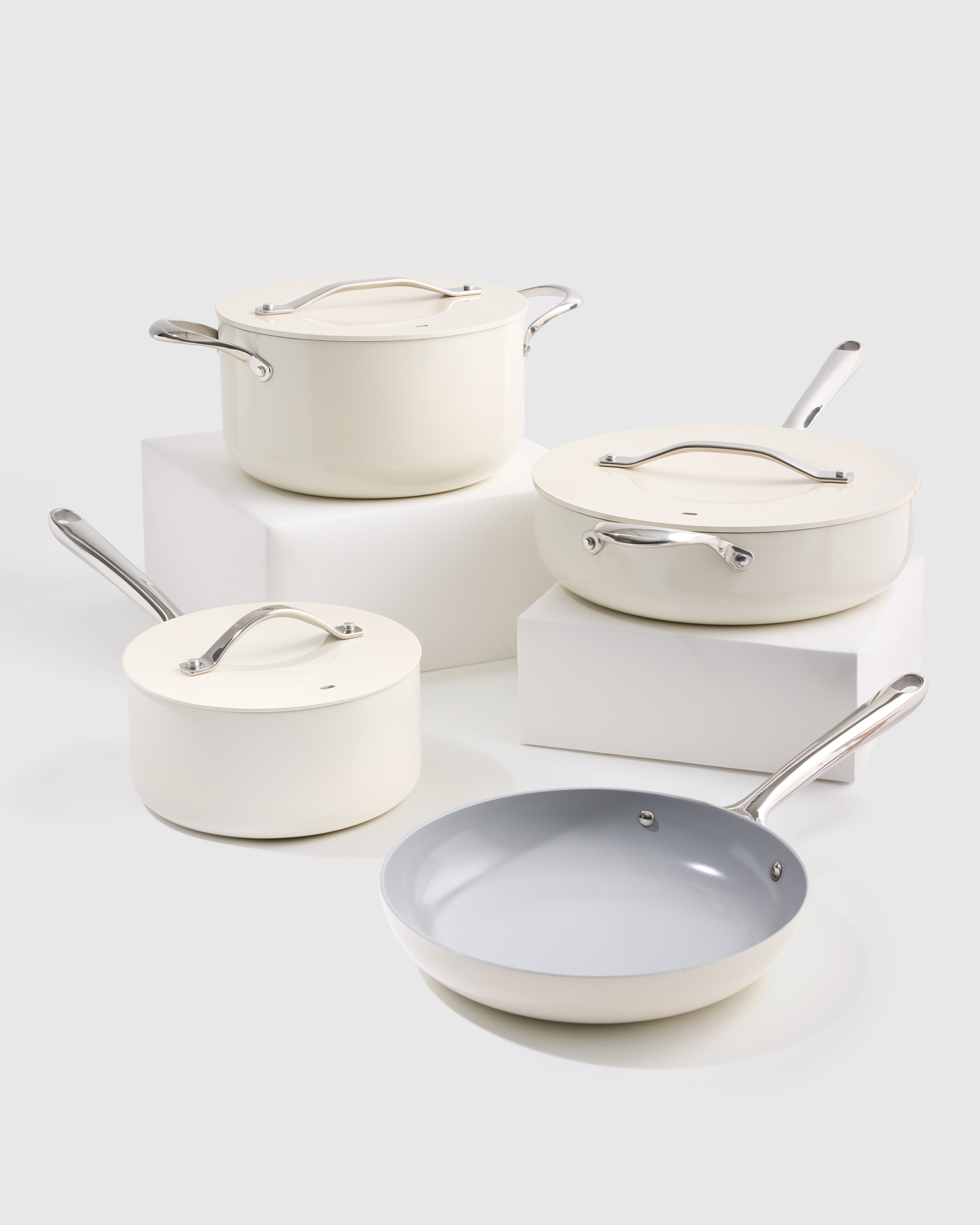 Ivory Ceramic Nonstick 7pc Cookware Set	