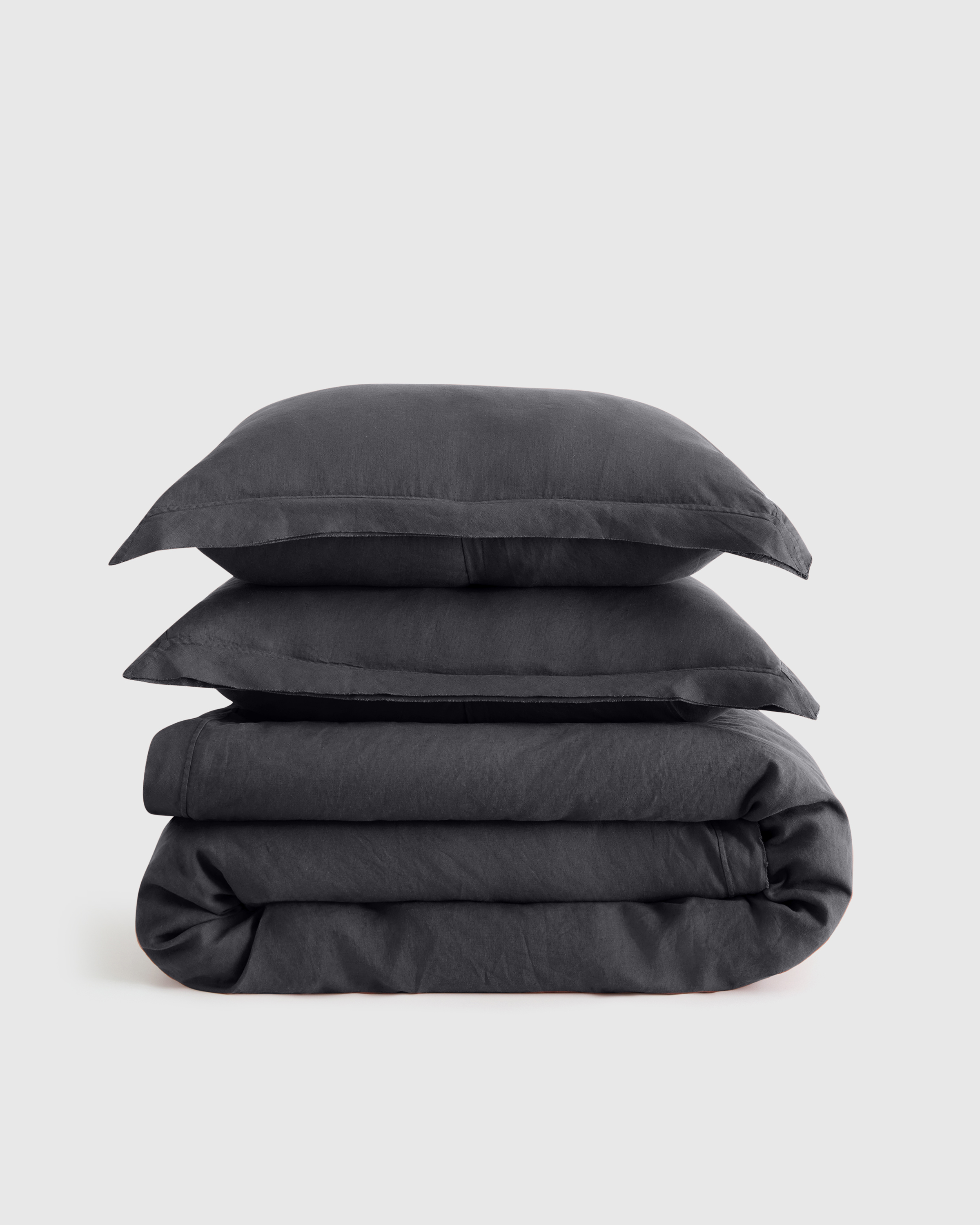 European Linen Duvet Cover Set - Charcoal, King
