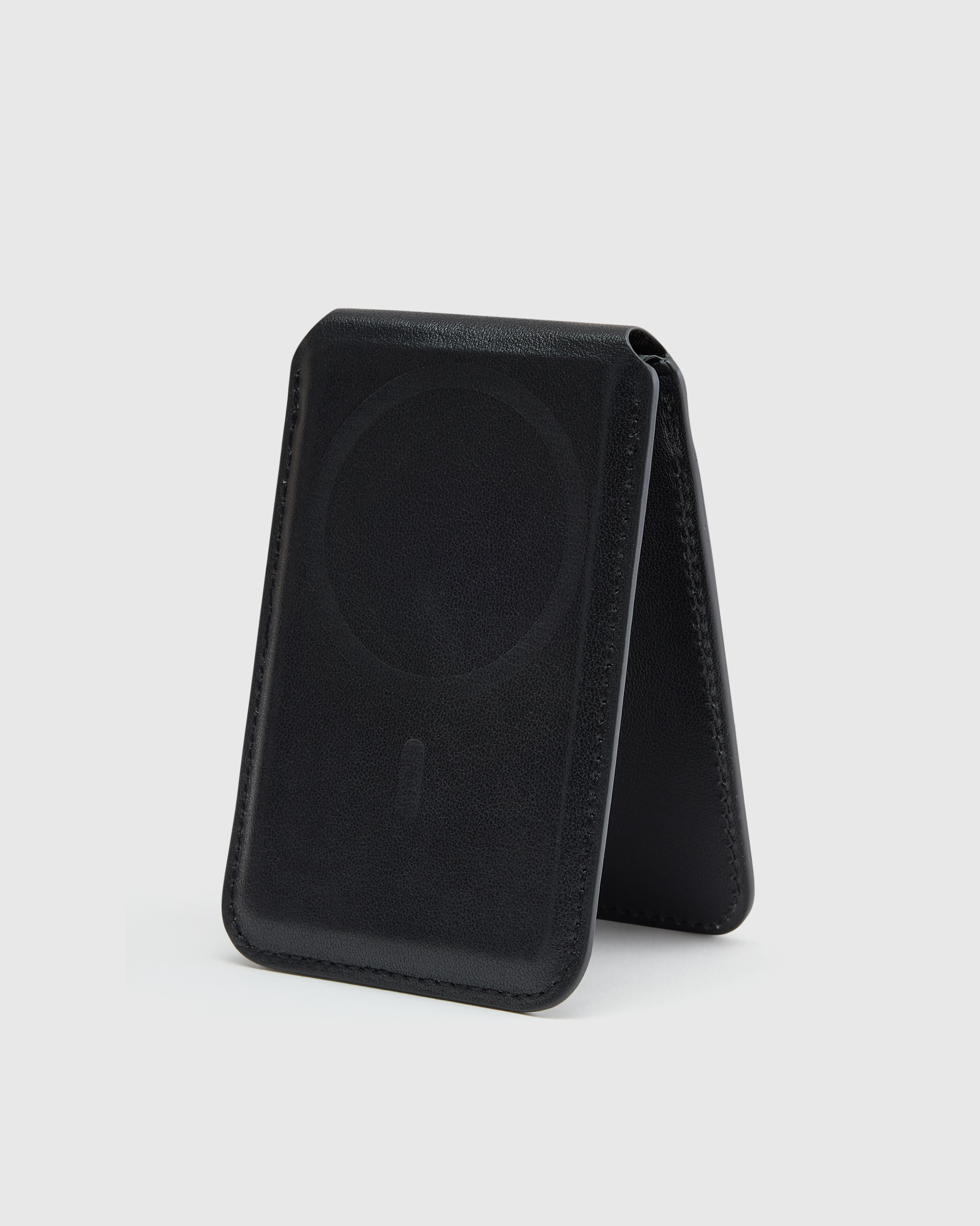 Leather MagSafe Wallet & Phone Stand in Black