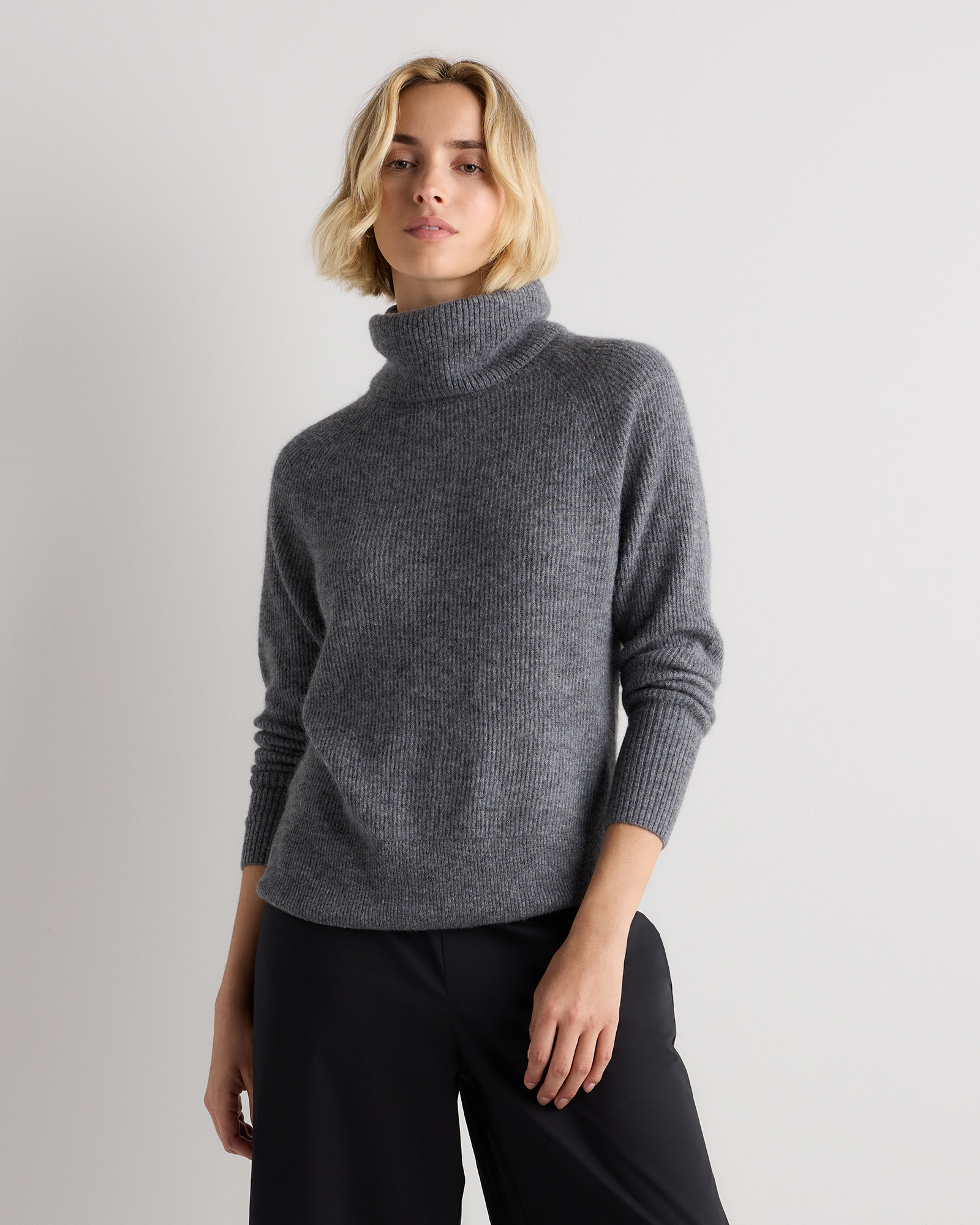 Smoked Charcoal Lightweight Baby Alpaca Turtleneck