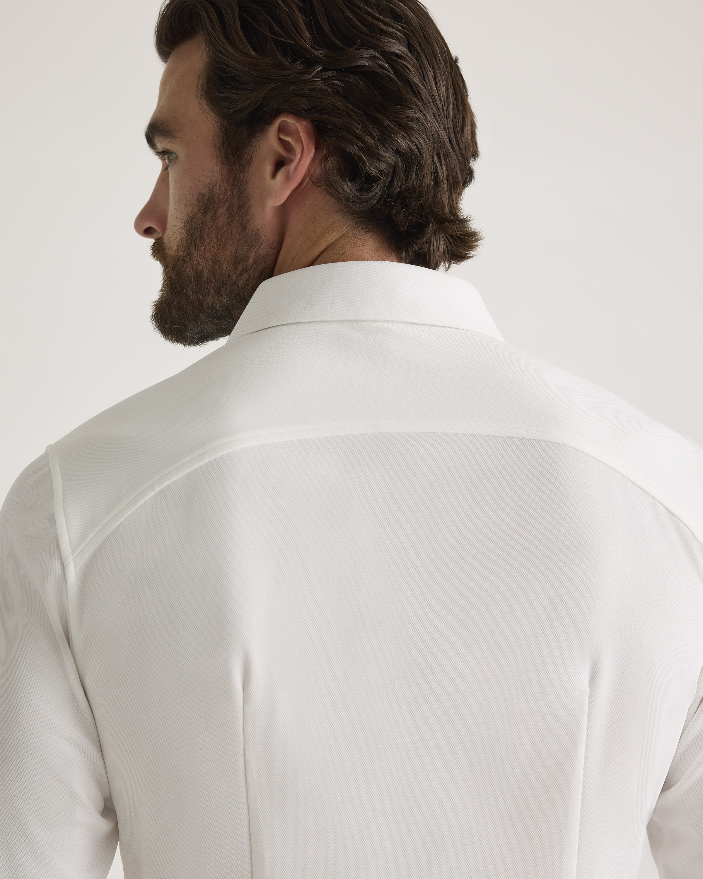 Commuter Stretch Pique Long Sleeve Button Down in White