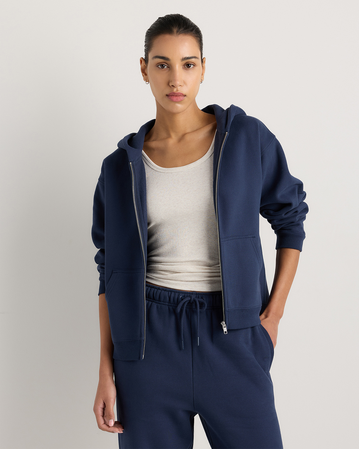 Washed Deep Navy Everyday Fleece Full-Zip Hoodie