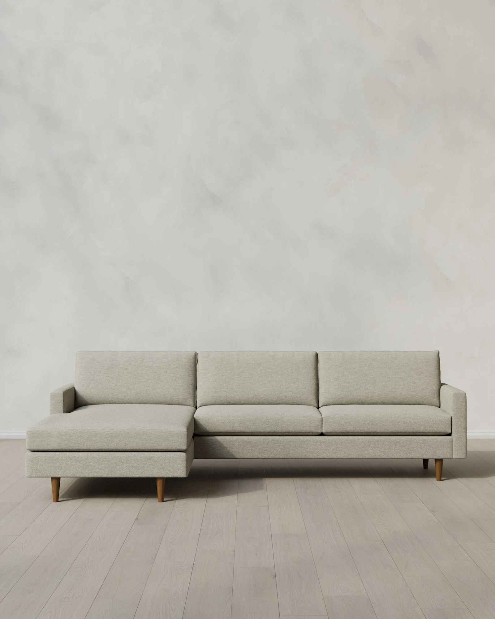Atlas Midcentury Chaise Sectional in Performance Basketweave