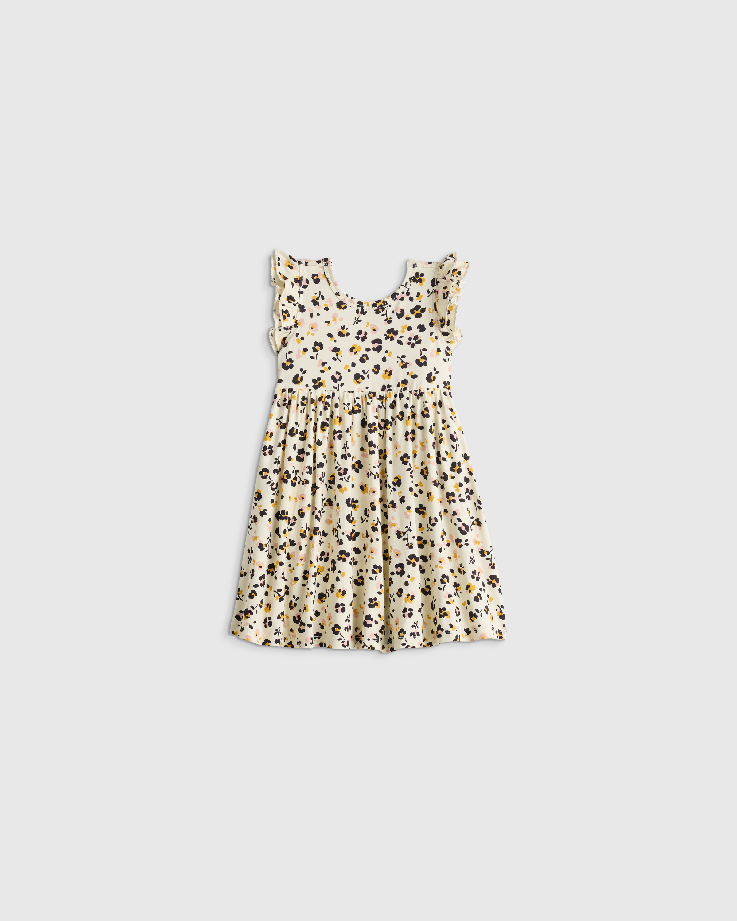 Confetti Floral Bamboo Short Sleeve Flutter Twirl Dress