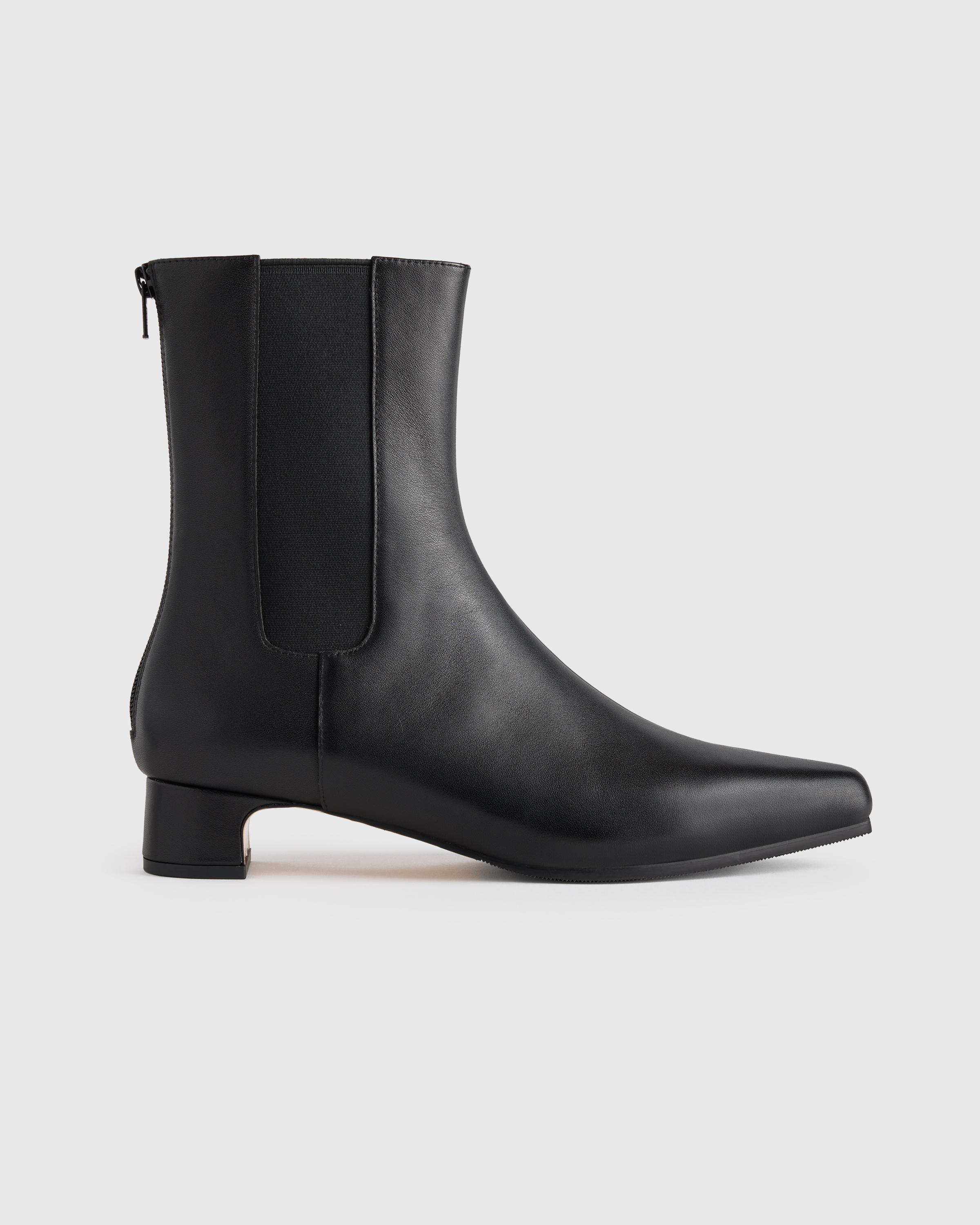 Black Italian Leather Kitten Heel Ankle Boot