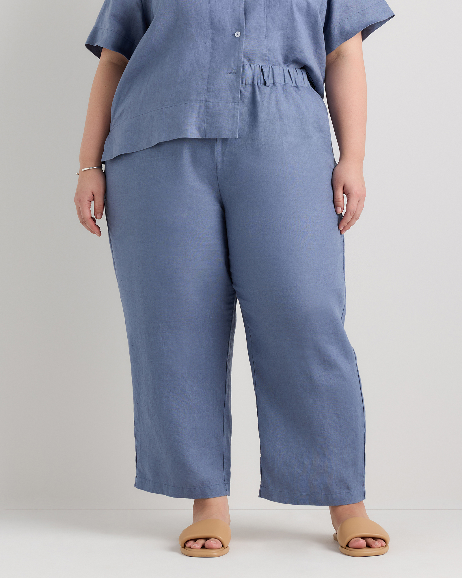 Moonstone Blue 100% European Linen Pants
