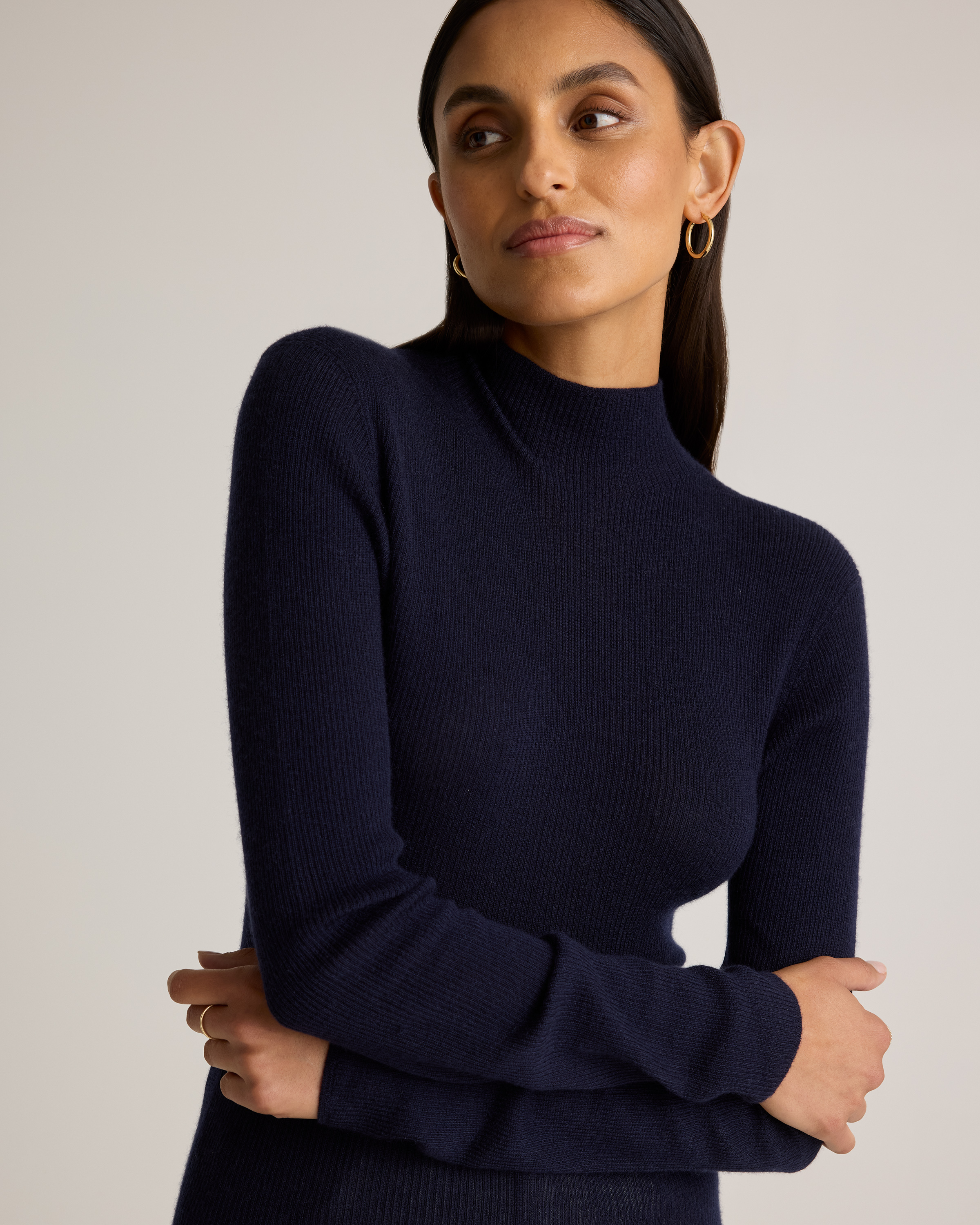 Featherweight Cashmere Ribbed Mockneck Sweater