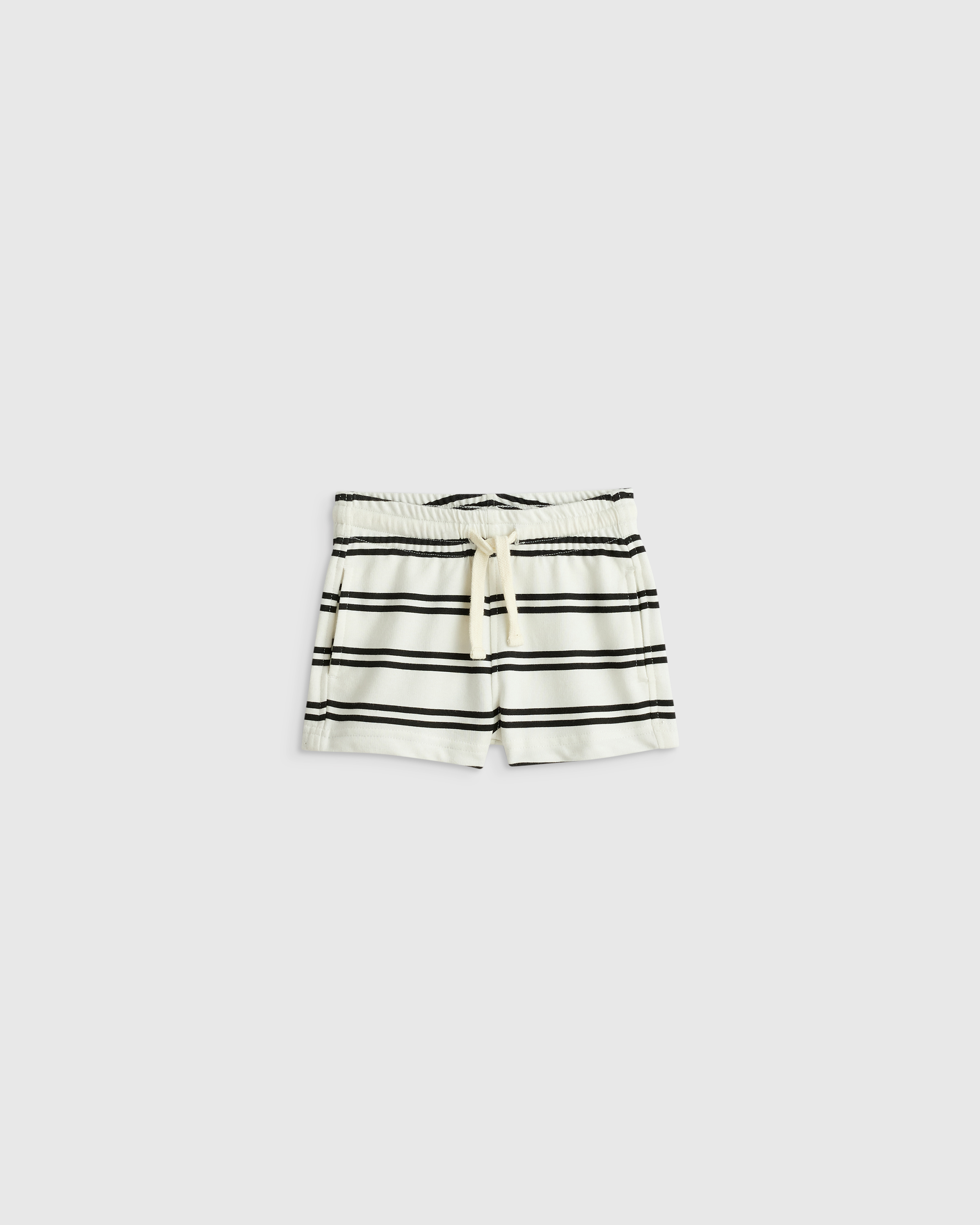 Black/White Stripe 100% Organic Cotton French Terry Short