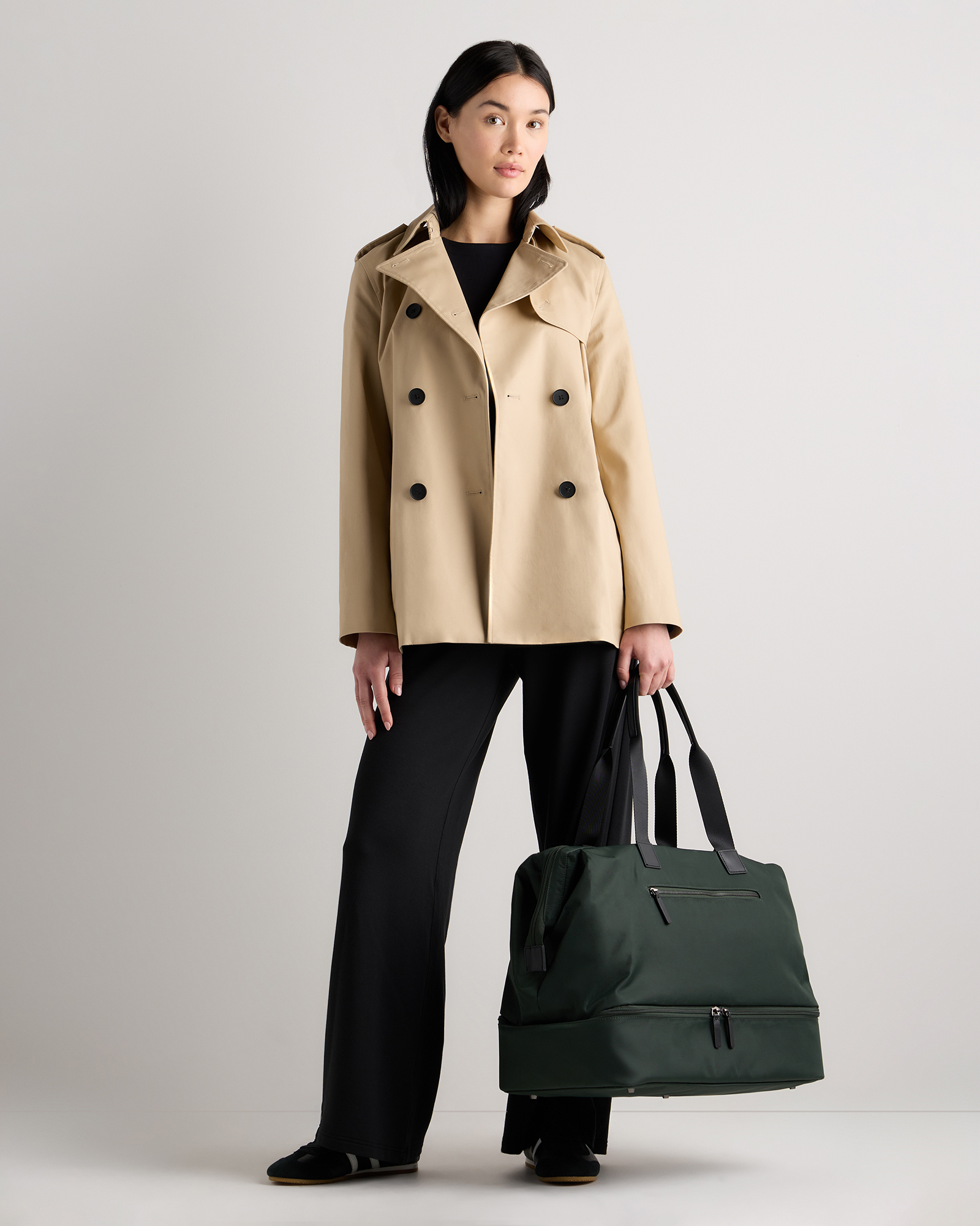 Voyage Nylon Dual Compartment Weekender in Dark Green
