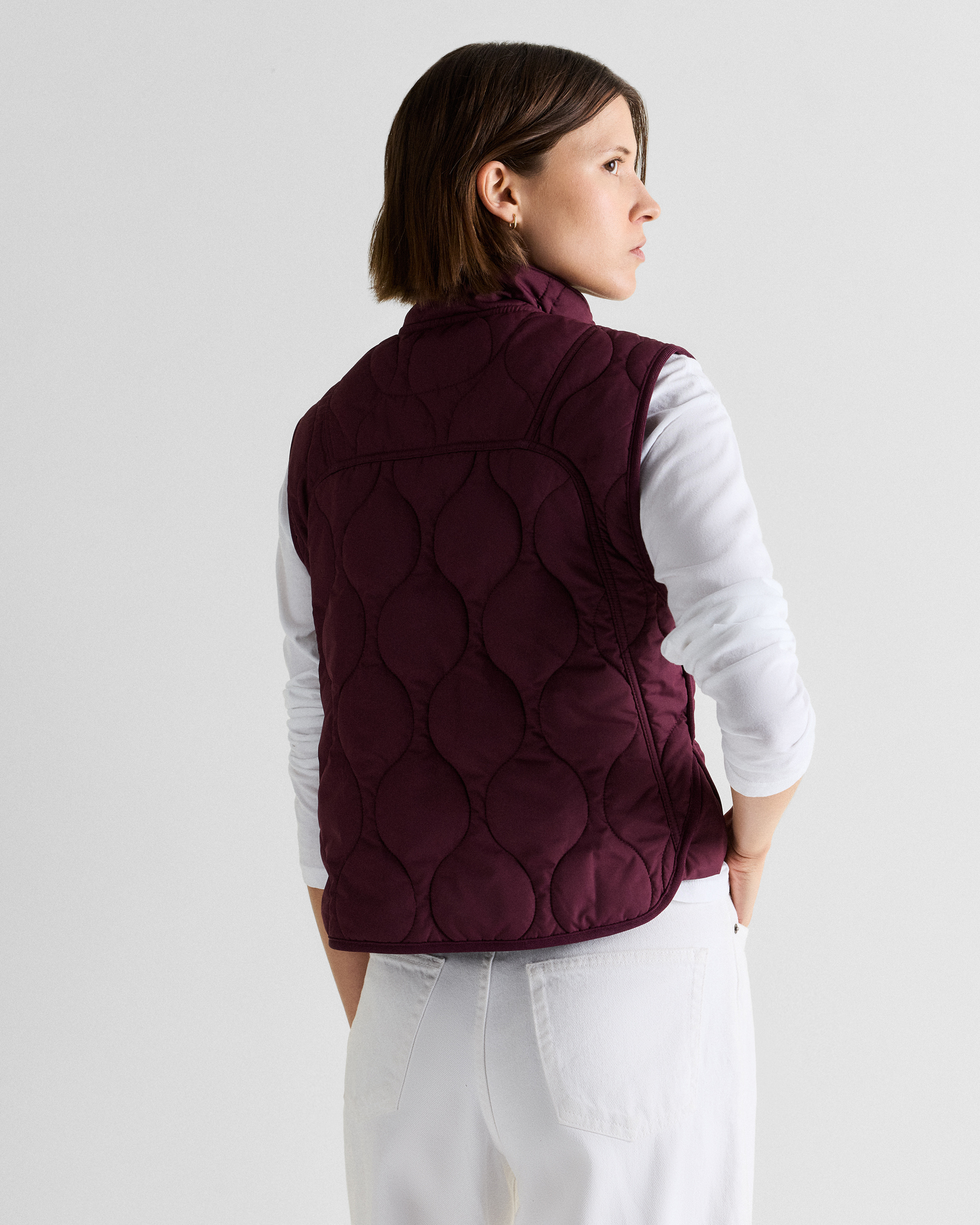 Featherless Quilted Puffer Vest in Barolo Burgundy