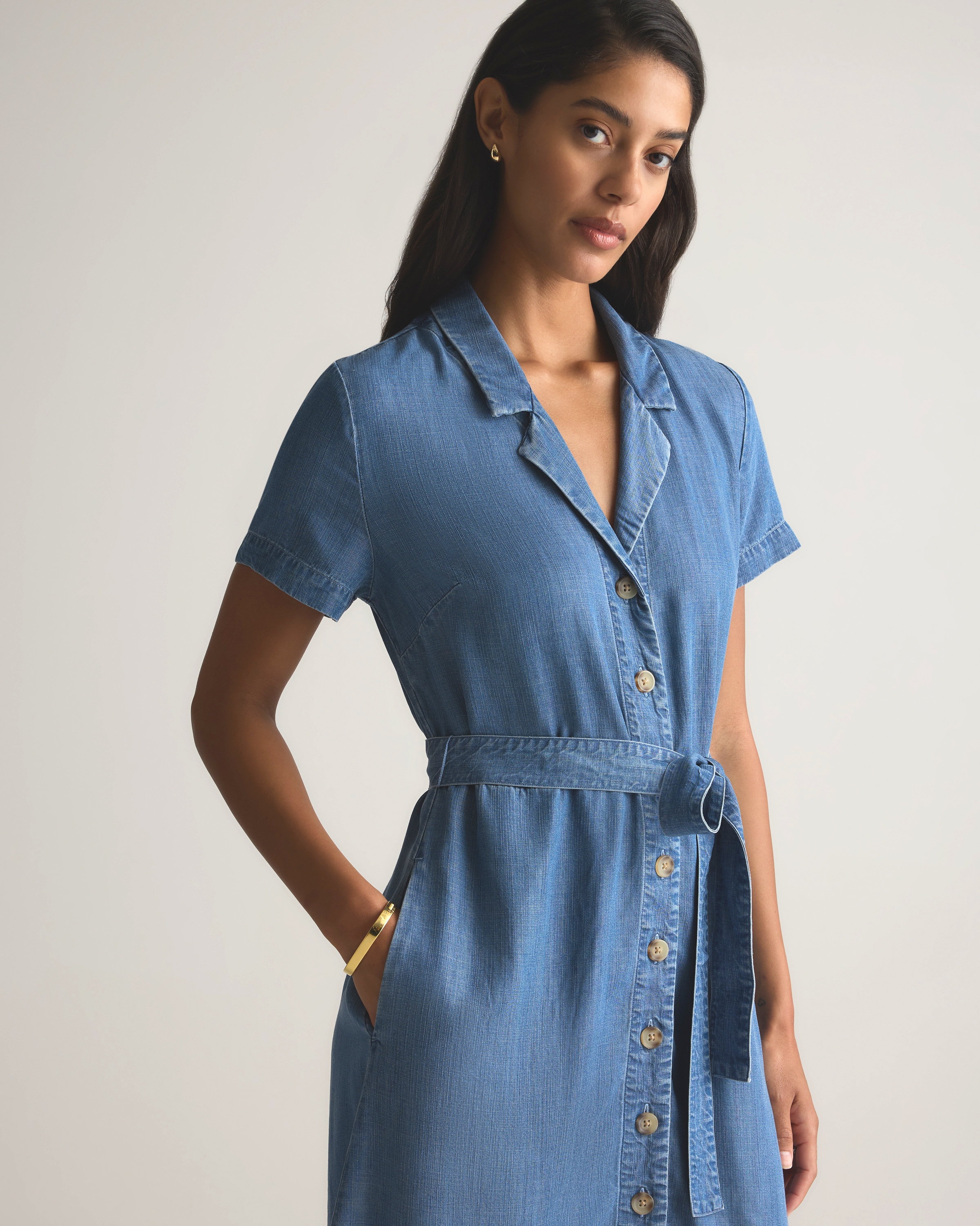 chinese dress ladies Womens Tencel Shirt Dress
