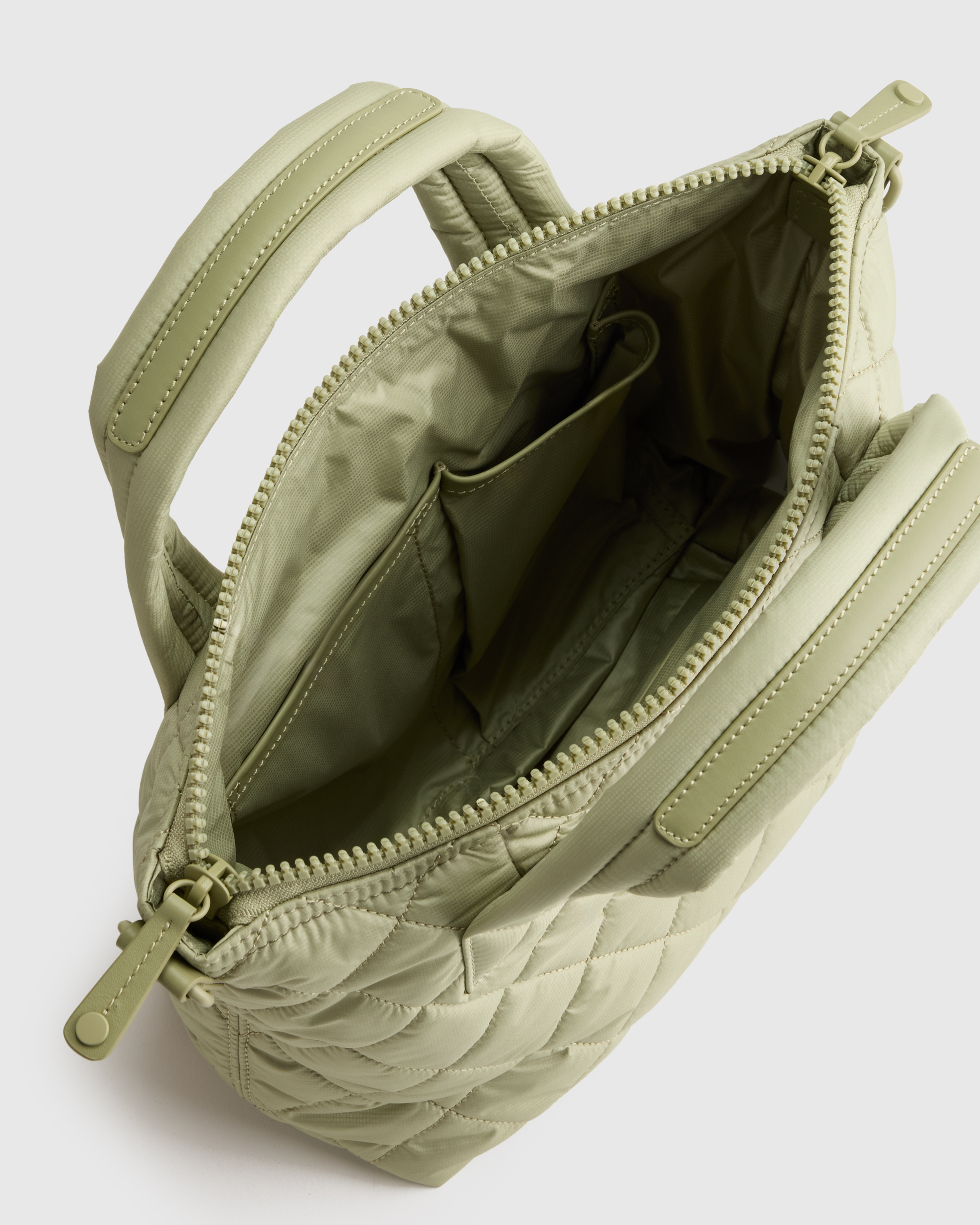 Transit Quilted Small Crossbody Tote in Tea Green
