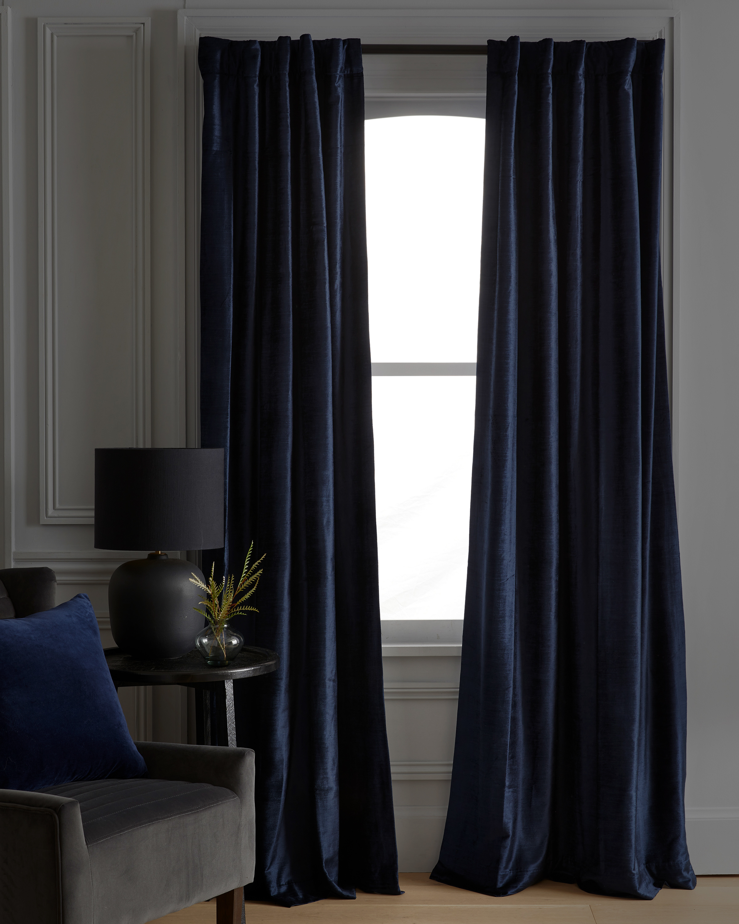 Navy Luster Velvet True Blackout Curtain