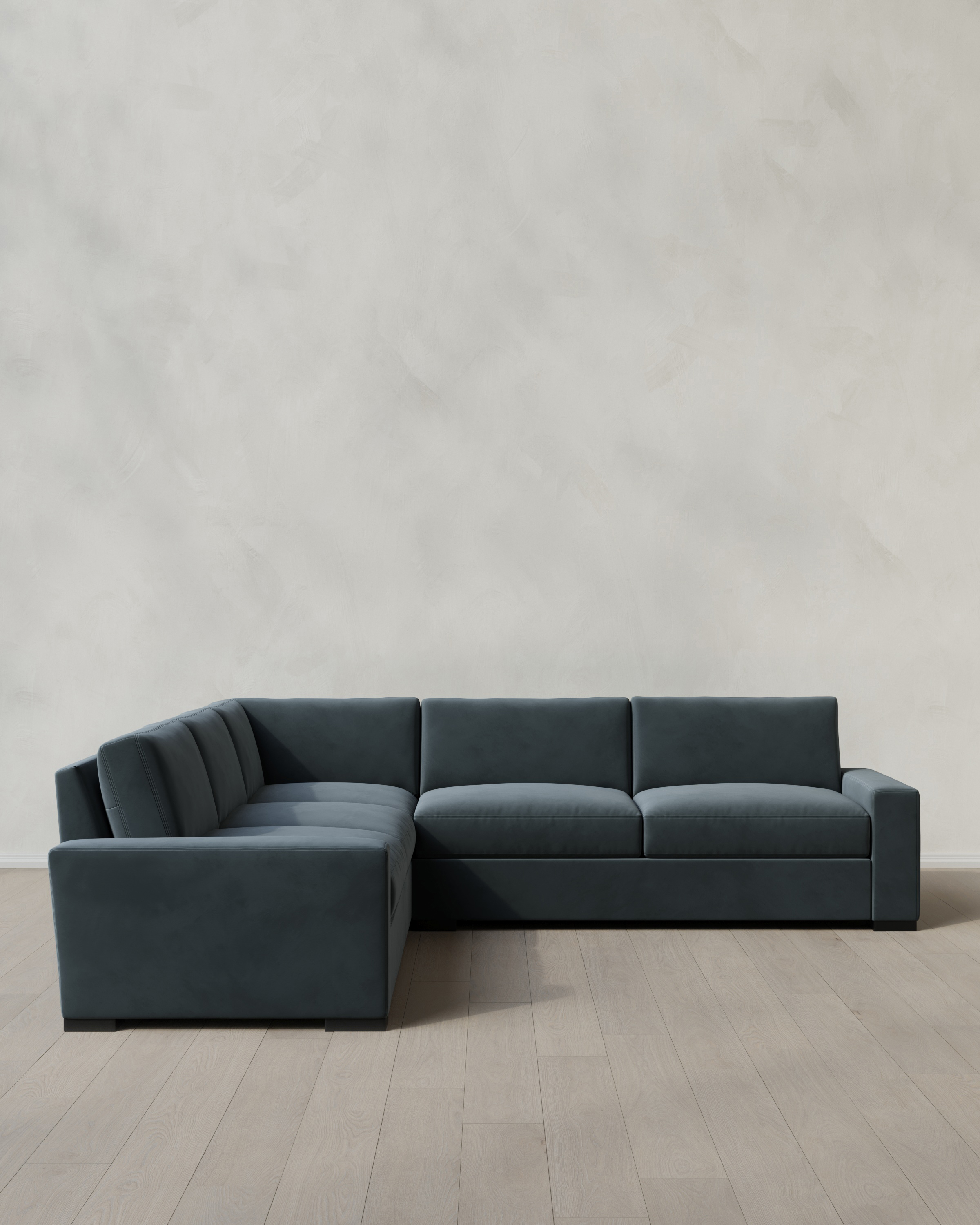 Pine Stillman L Sectional in Performance Velvet