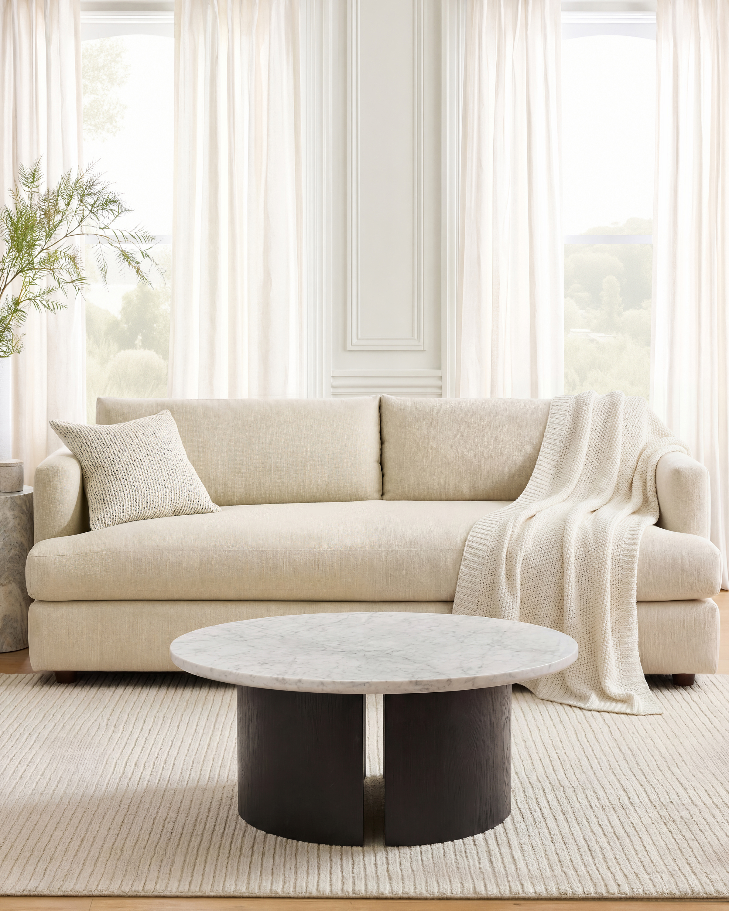 Quince Double Pedestal Coffee Table - Thumbnail 2