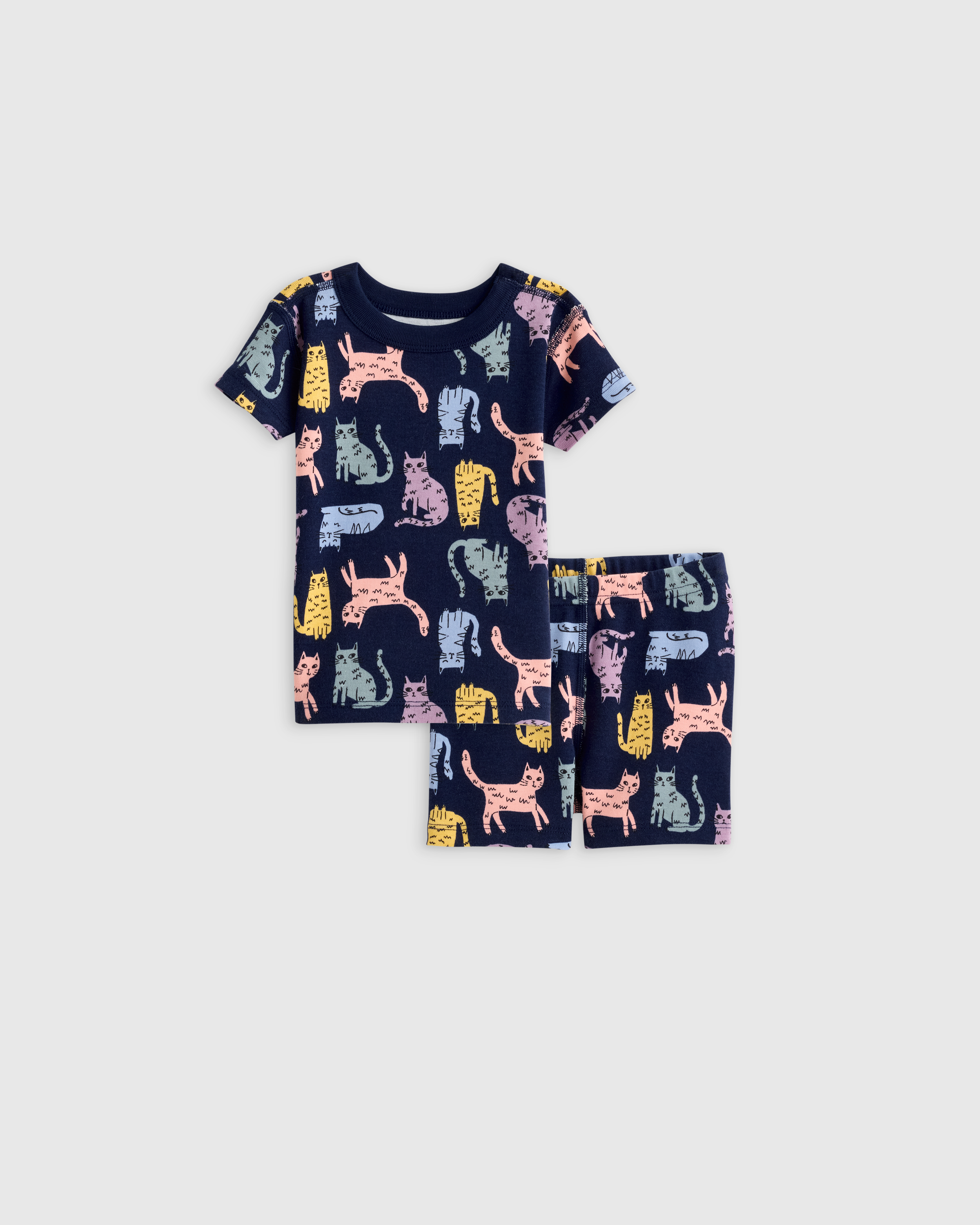 cats 100% Organic Cotton Short Sleeve and Shorts Pajama Set