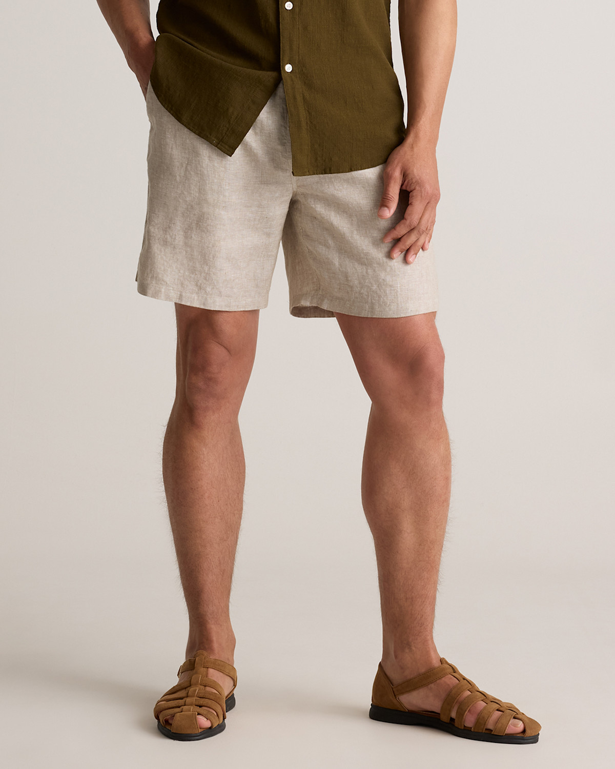 Quince 100% European Linen Drawstring Beach Short in Flax