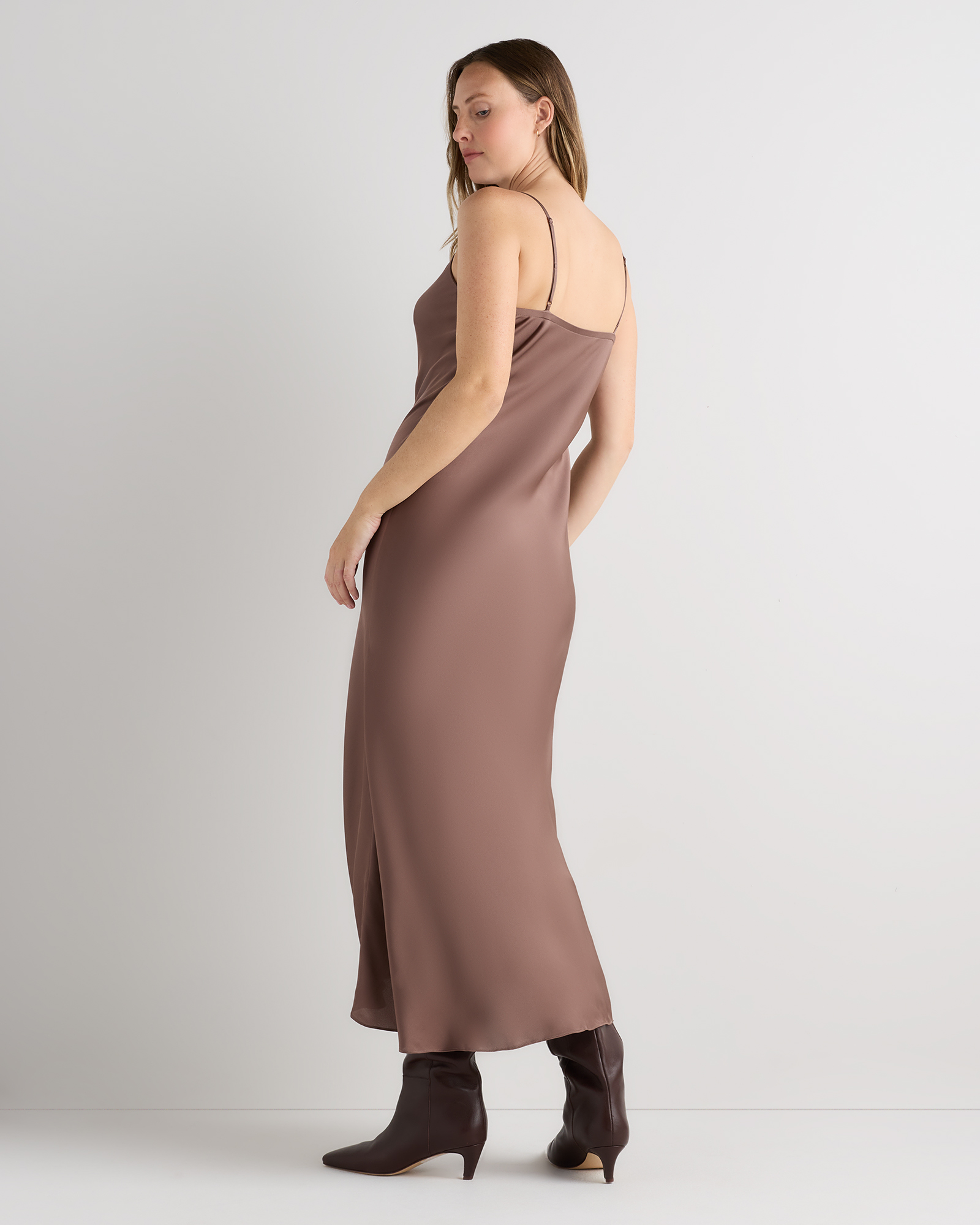 brown silk maternity dress Washable Stretch Slip psil:Scout Sash detail Keep It Authentic Square Maternity shoot Color:Golden yellow