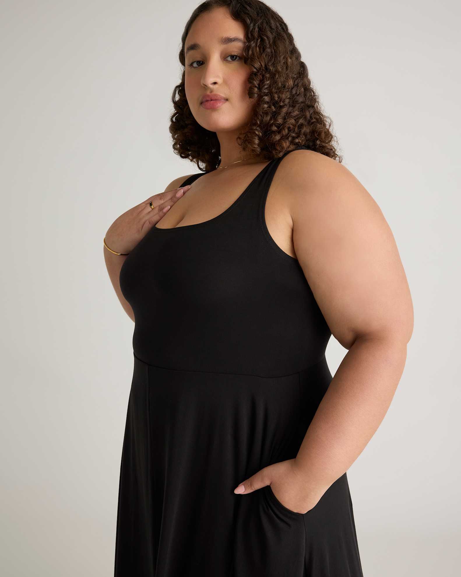 Tencel Jersey Fit & Flare Dress - Plus Size in Black Tencel Jersey Fit & Flare Dress - Plus Size in Black