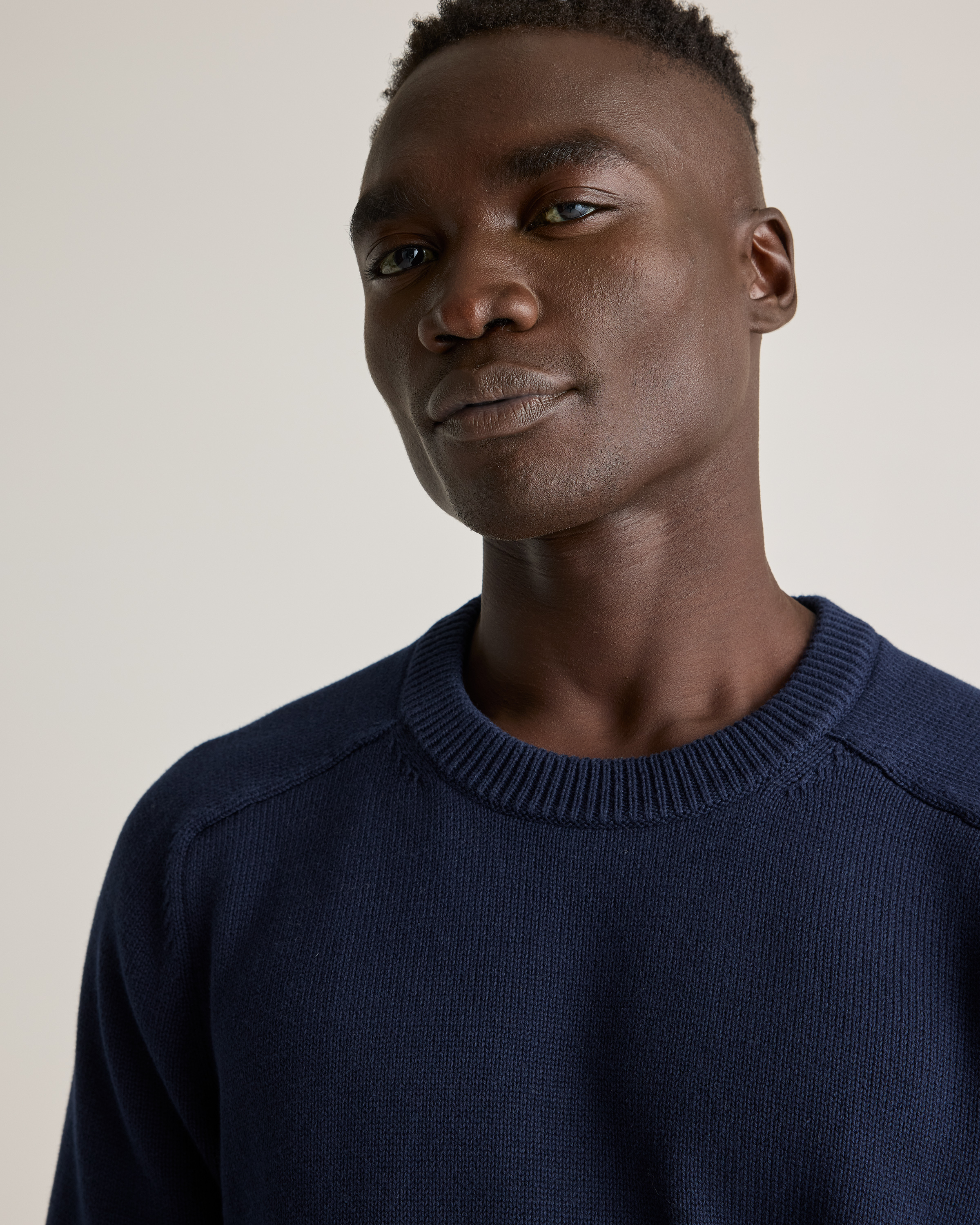 100% Organic Cotton Crewneck Sweater in Navy