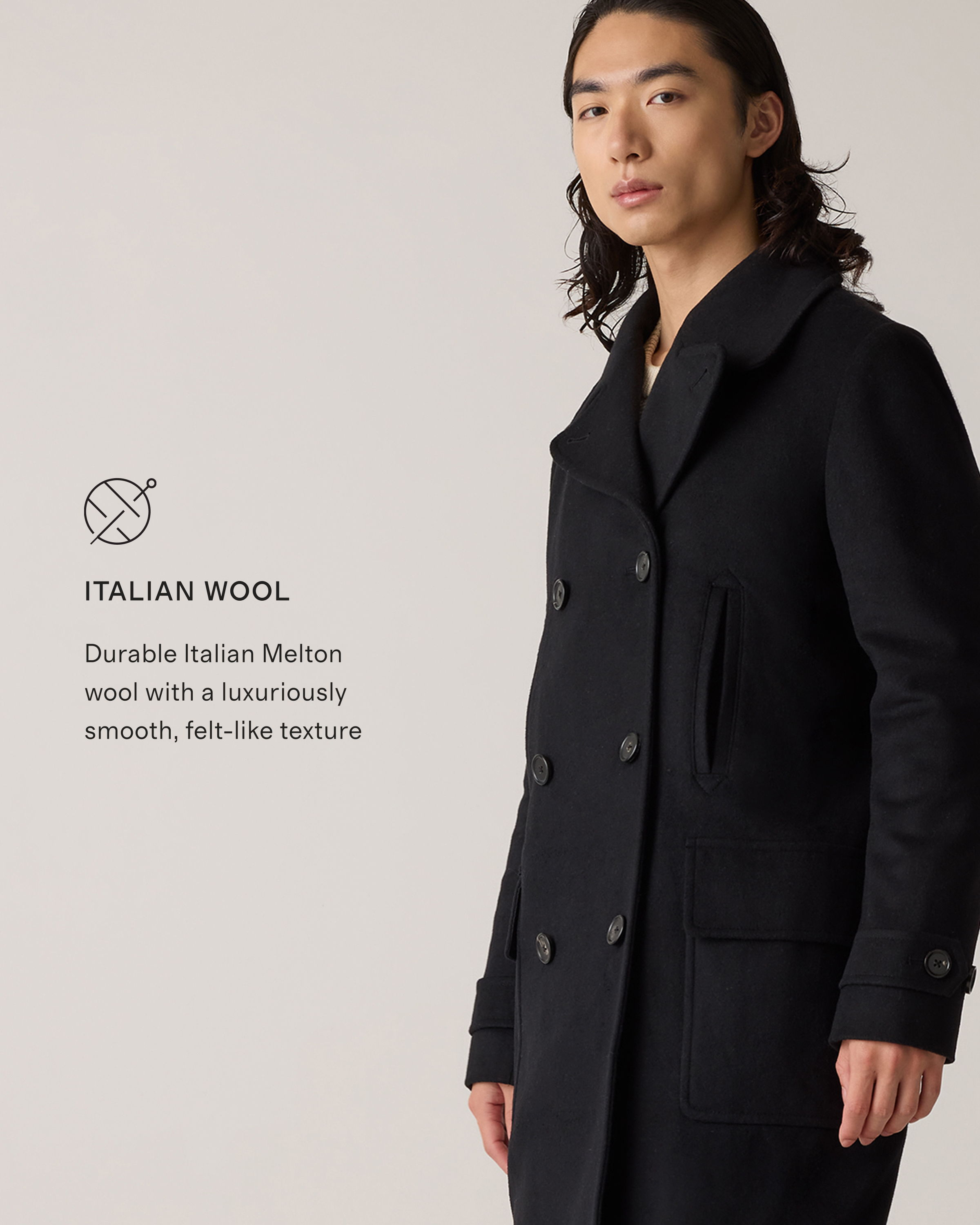 Sponge Wool Melton Double Breasted Jedi Coat Wool Melton 