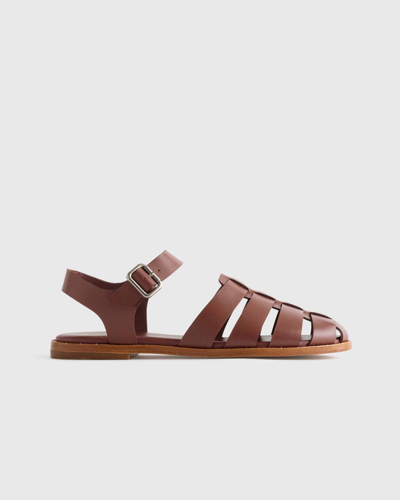Italian Leather Fisherman Sandal in Brandy - Main Image