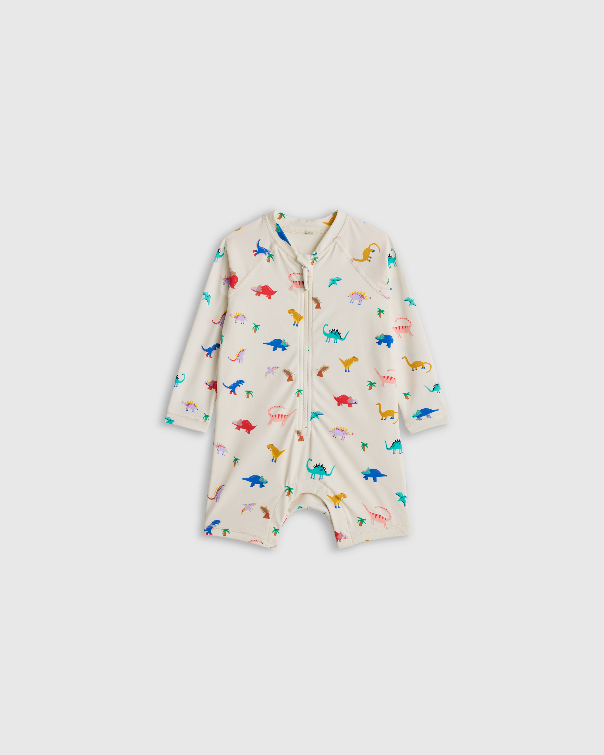 Dinosaurs Long Sleeve Zip-Up Rash Guard One-Piece