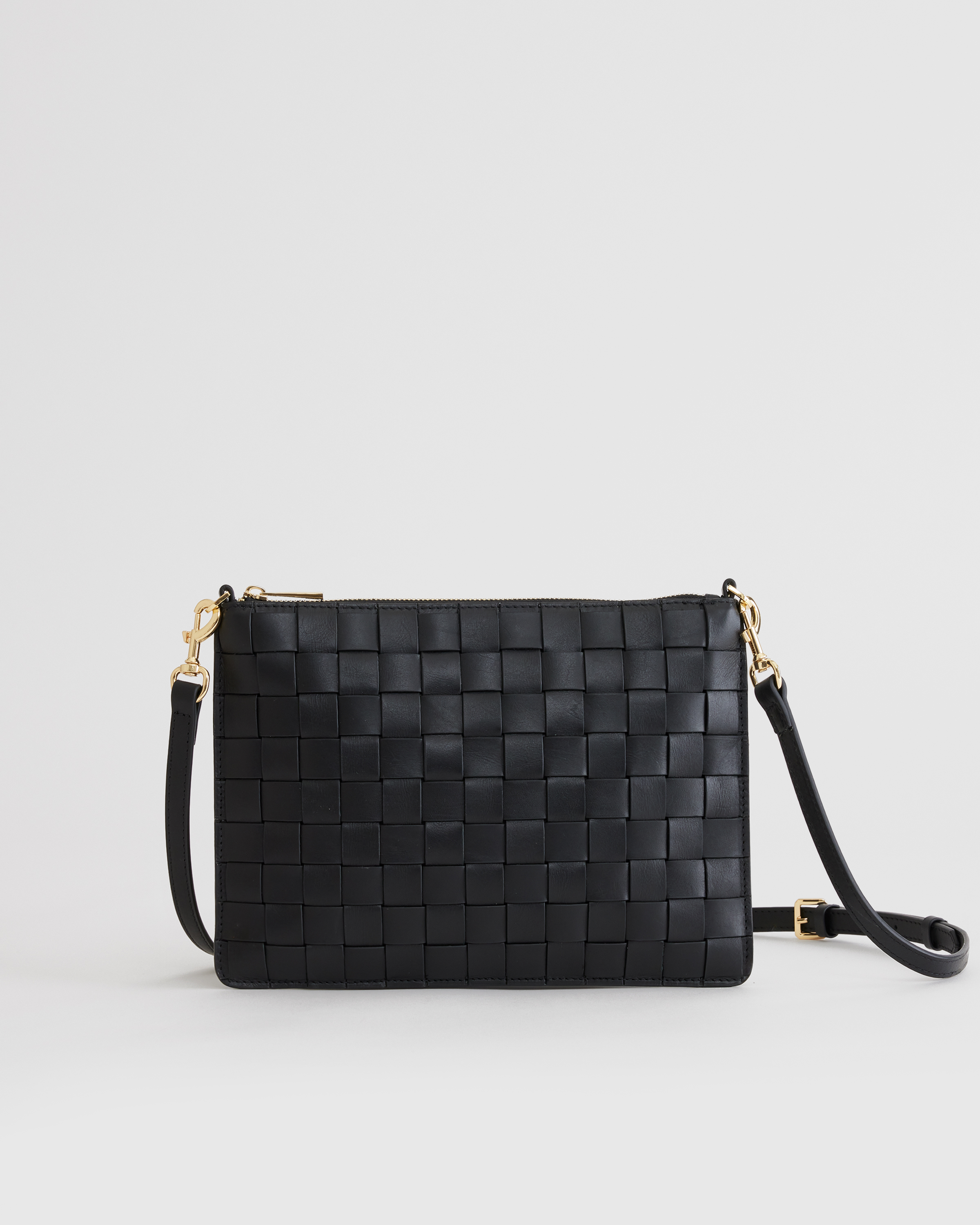 Quince Women's Italian Leather Handwoven Convertible Crossbody In Black