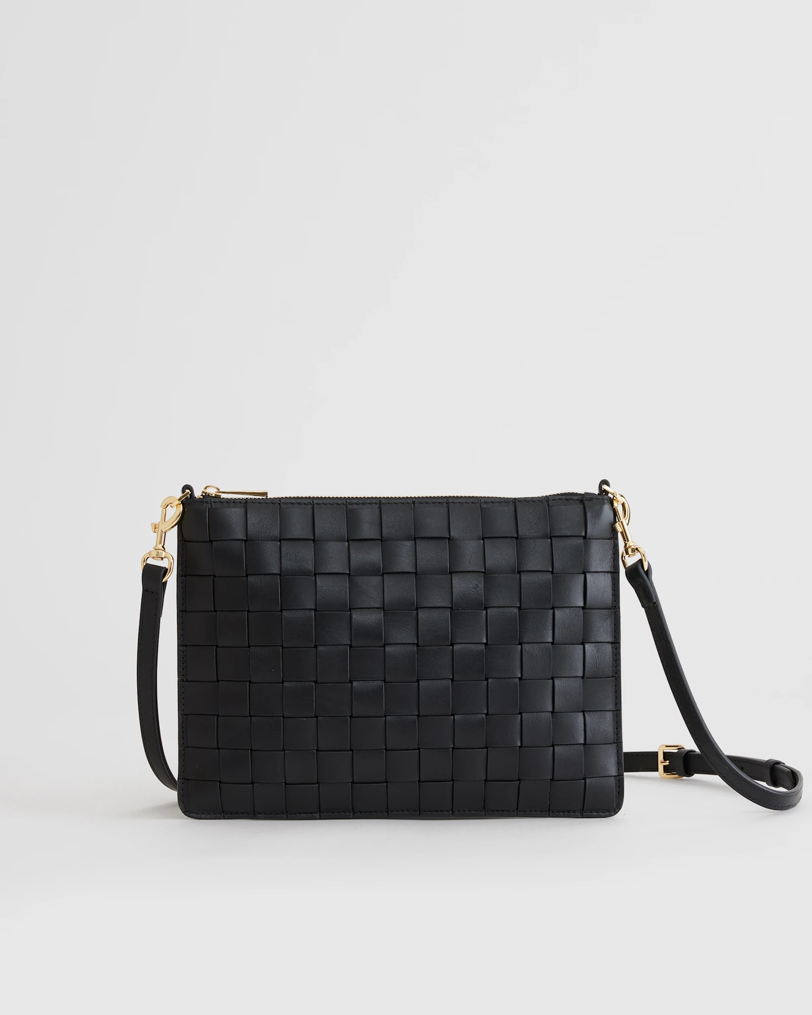 Quince Italian Leather Handwoven Pouch Crossbody Clutch
