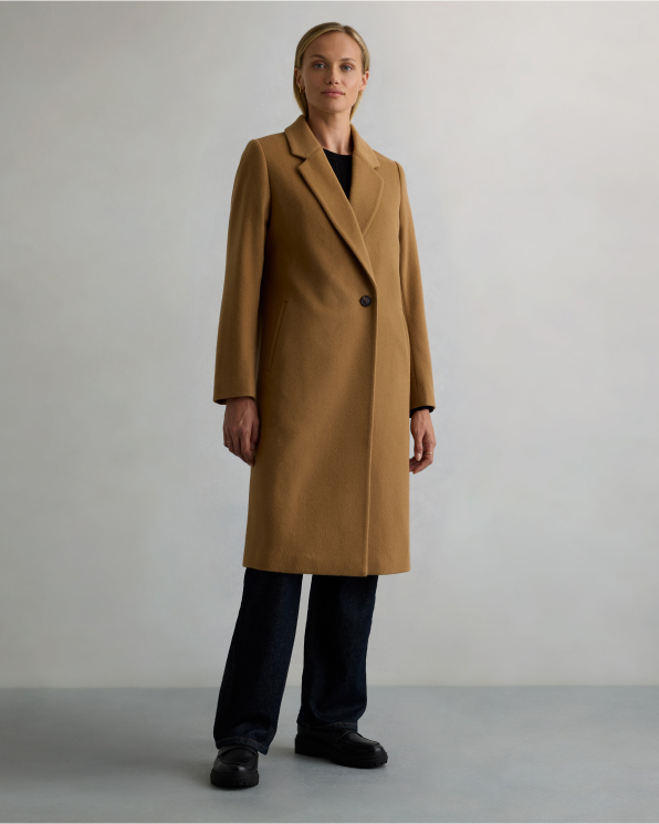 Caramel Italian Wool Classic Single-Breasted Coat