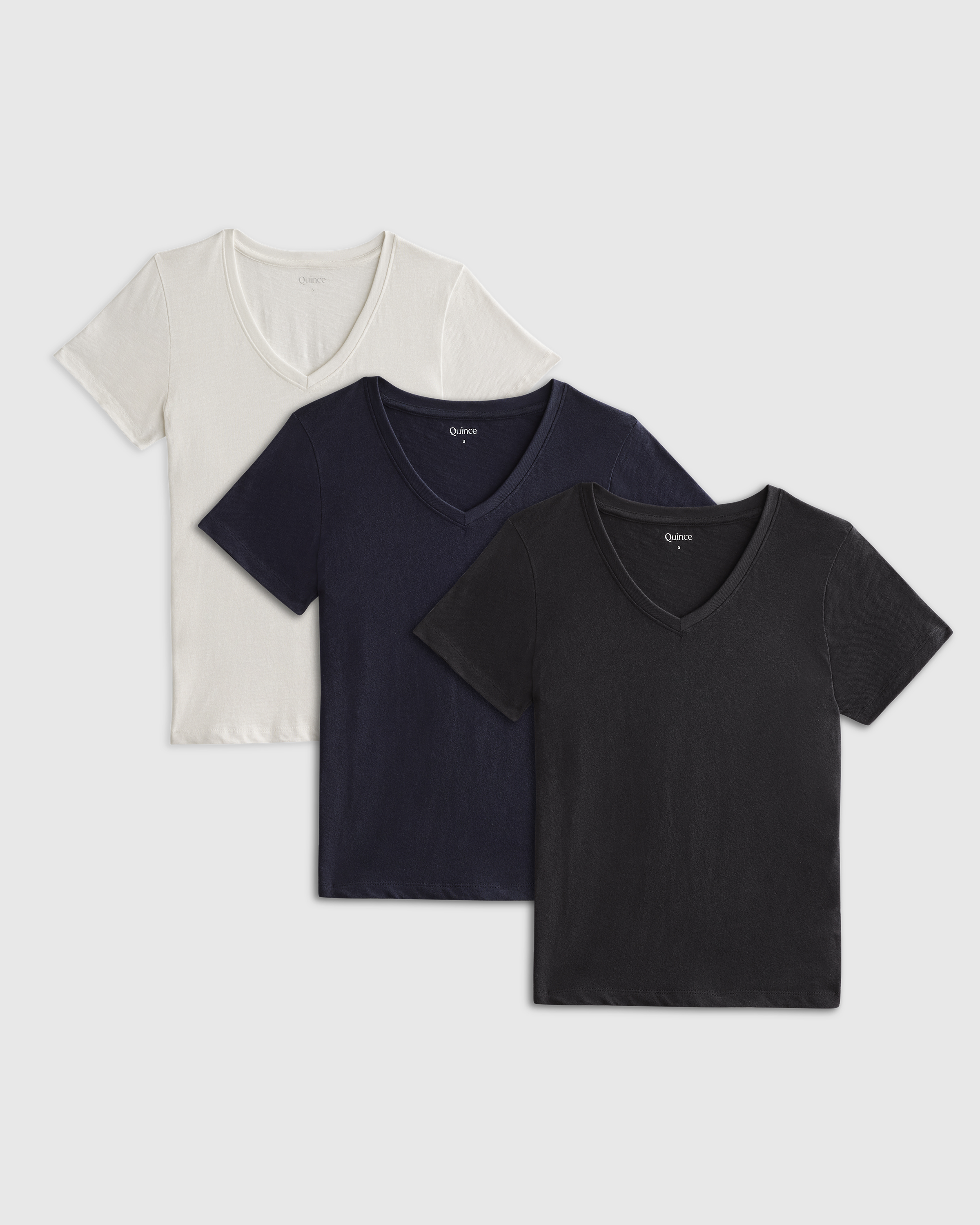 White 100% Organic Cotton Slub V Neck Tee 3 Pack Bundle