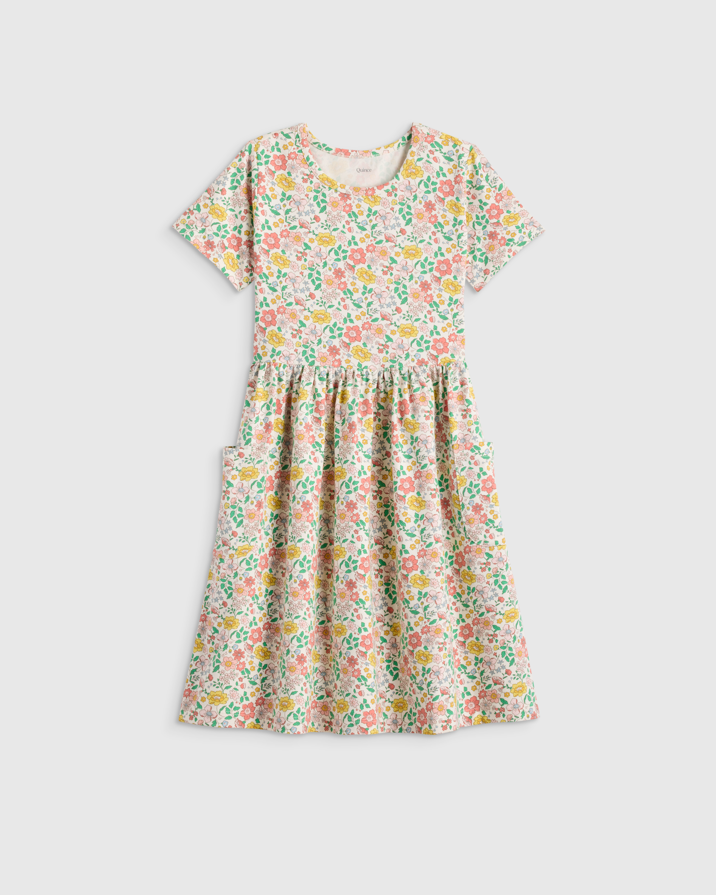 Bright Ditsy Floral Organic Cotton Fit and Flare Pocket Dress