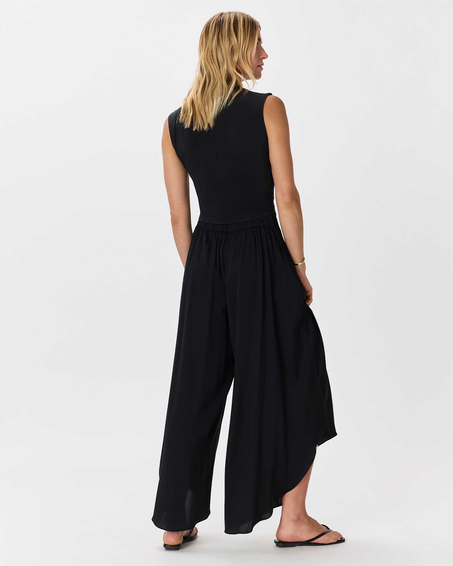 Washable Stretch Silk Palazzo Pants in Black Washable Stretch Silk Palazzo Pants in Black
